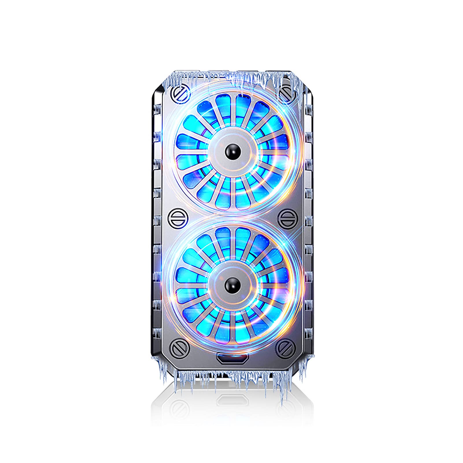 Universal Dual Fan Phone Cooler for iPhone 12 & Smartphones - Portable Gaming Phone Radiator with Heat Sink Cooling System - Perfect for Gaming, Streaming & Heavy Phone Use - Silver