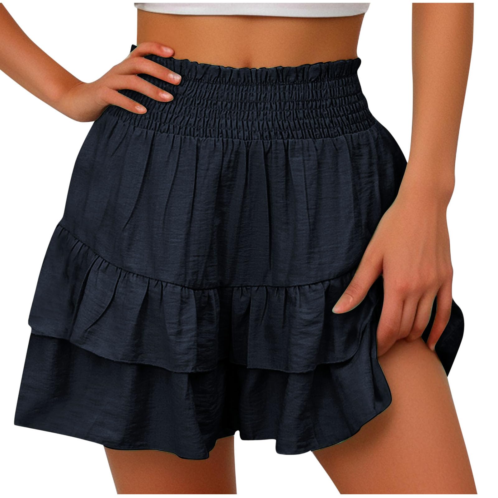 Women's High Waisted Stretchy Shorts - Summer Casual Y2K Wide Leg Pants for Beach & Streetwear