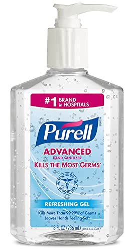 Advanced Hand Sanitizer Refreshing Gel with Clean Scent - 8 oz Pump Bottle (Pack of 24) | Kills 99.9% Germs, Moisturizing Formula for Home, Office & Travel Use