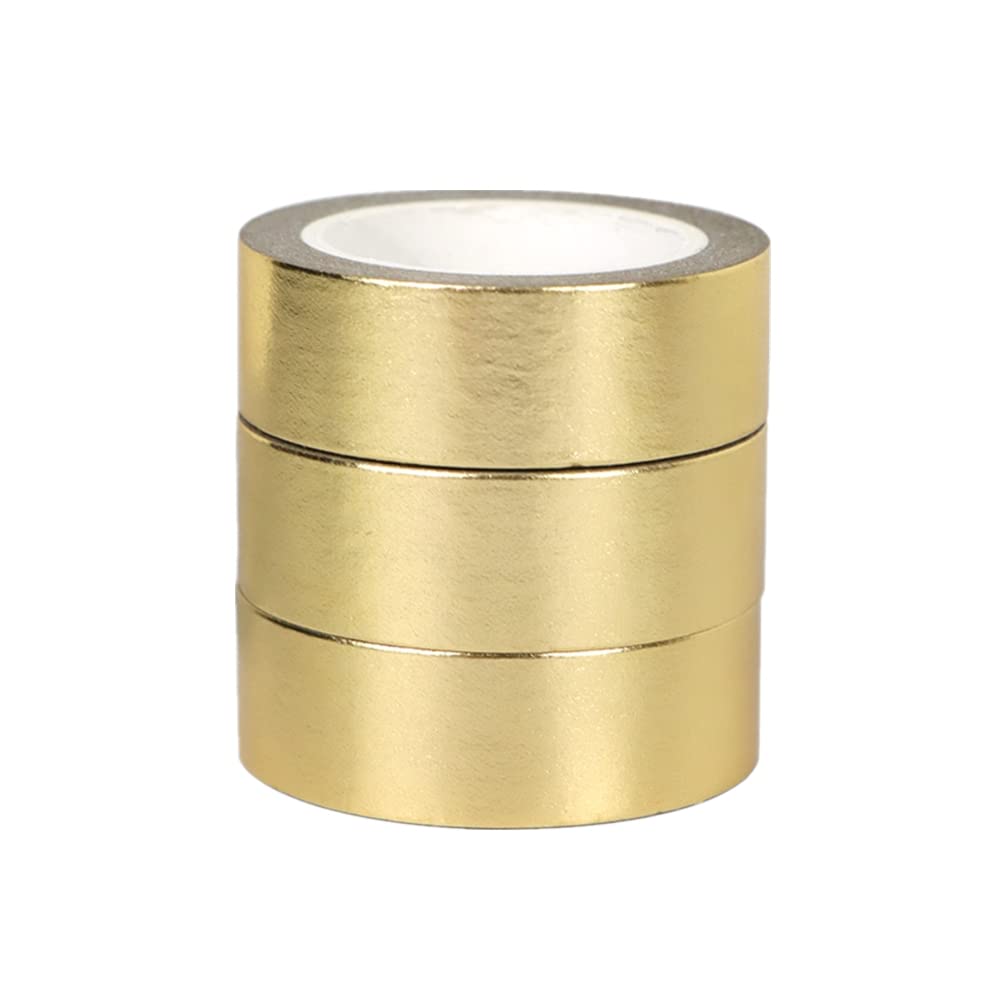 AxeWoodz 3 Rolls Gold Foil Washi Tape Set - Decorative Adhesive Paper Tape for Gift Wrapping, DIY Crafts, Scrapbooking, Journaling & Home Decor - Perfect for Party Invitations, Card Making and Bullet Journal Supplies