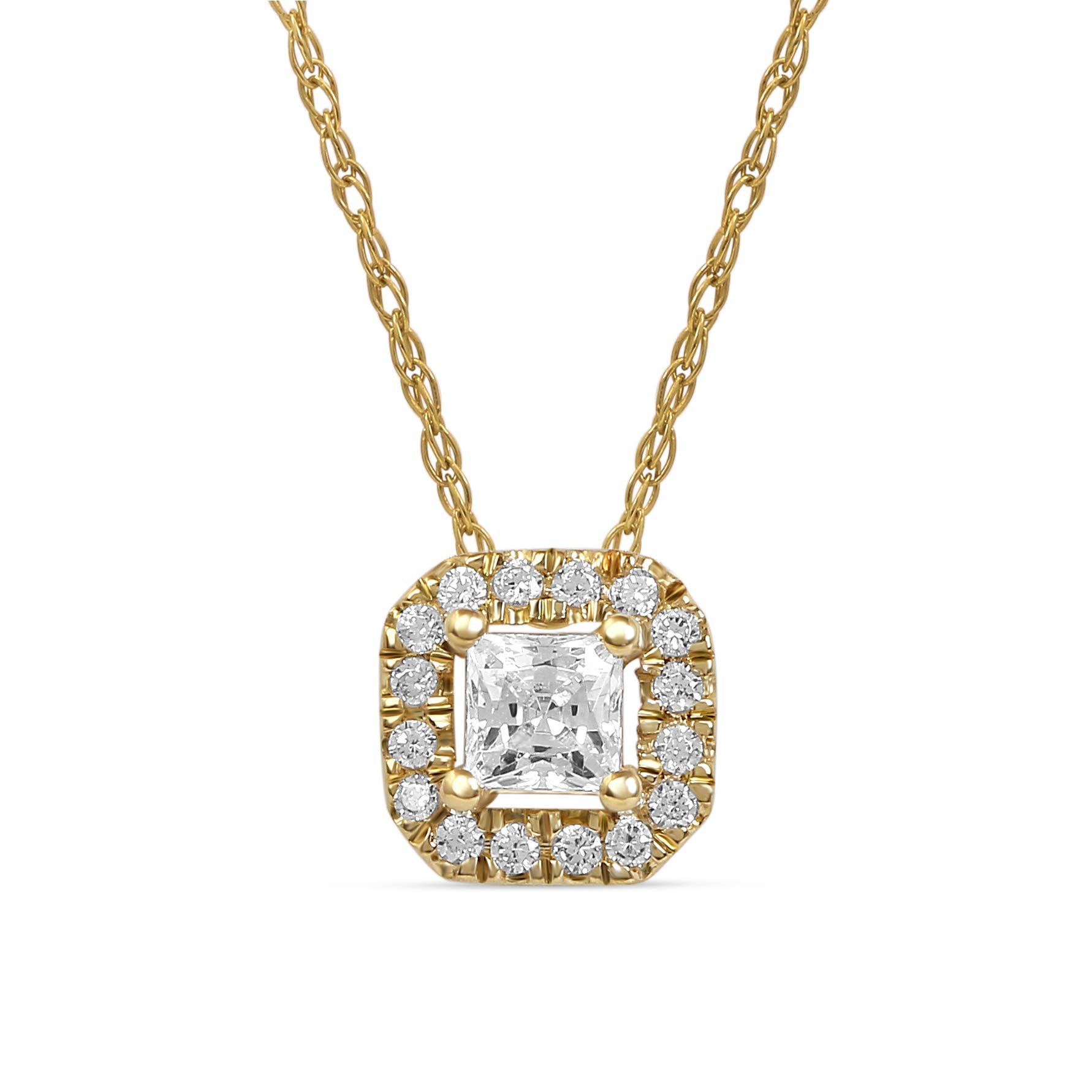 10K Gold 1/4 CT Diamond Halo Pendant Necklace for Women - Elegant Diamond Jewelry Gift for Her - Perfect for Anniversaries, Birthdays & Special Occasions