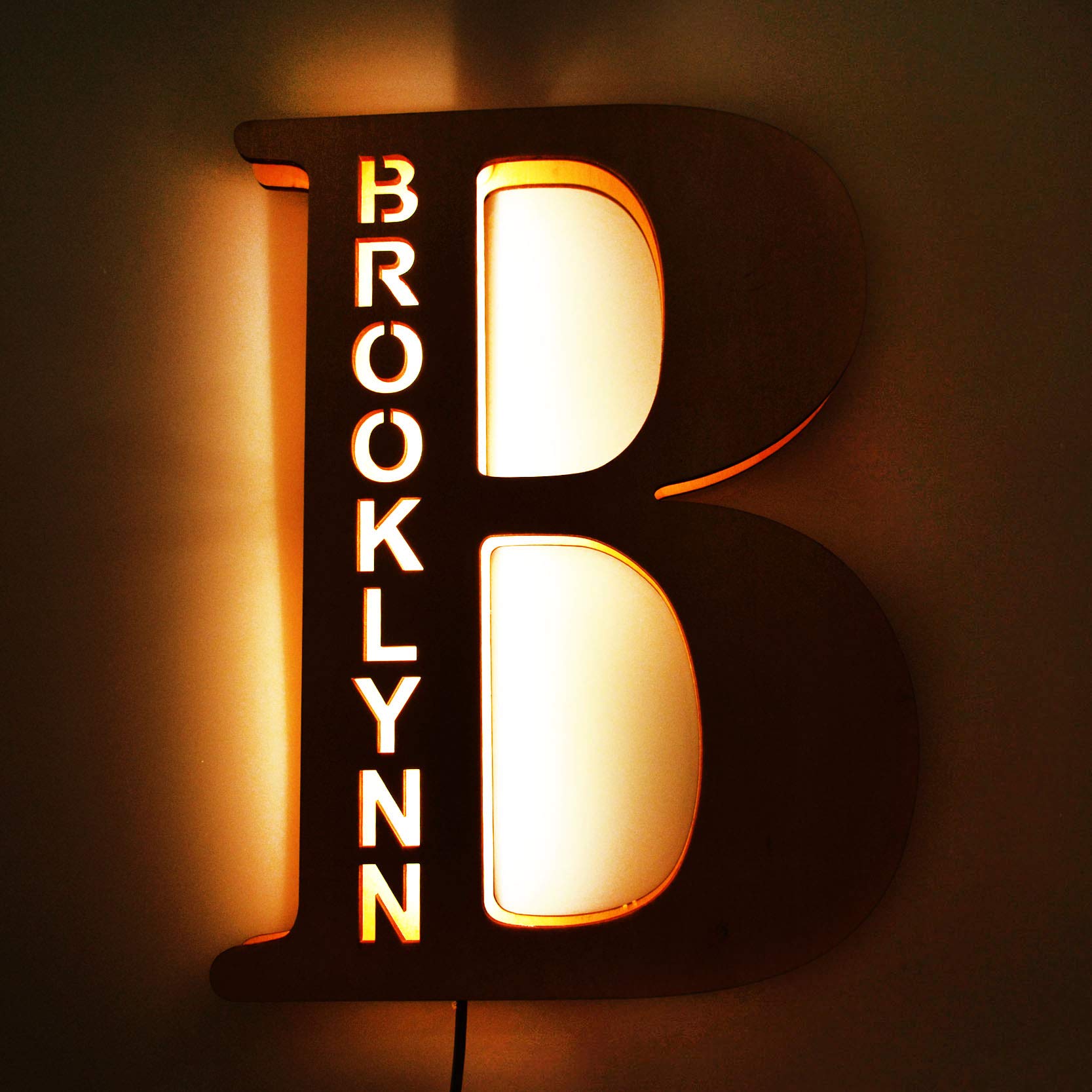 Custom Engraved LED Night Light - Personalized Wooden Wall Light with Names for Couples, Friends & Family | Romantic Gift for Him, Her, Boyfriend or Girlfriend | Perfect for Bedroom Decor, Anniversary Present & Valentine's Day Gifts