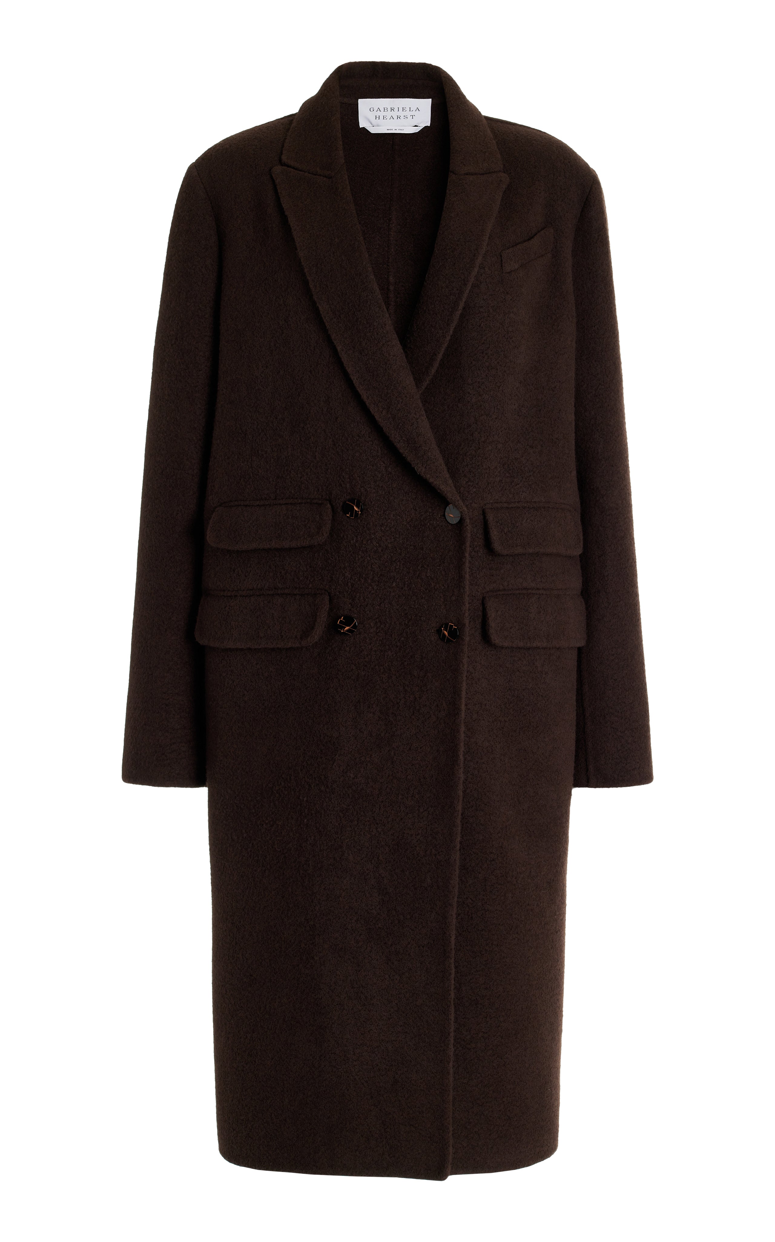 Luxury Chocolate Brown Double-Faced Recycled Cashmere Felt Reed Coat - Eco-Friendly Winter Outerwear for Women | Perfect for Office, Parties & Cold Weather Fashion