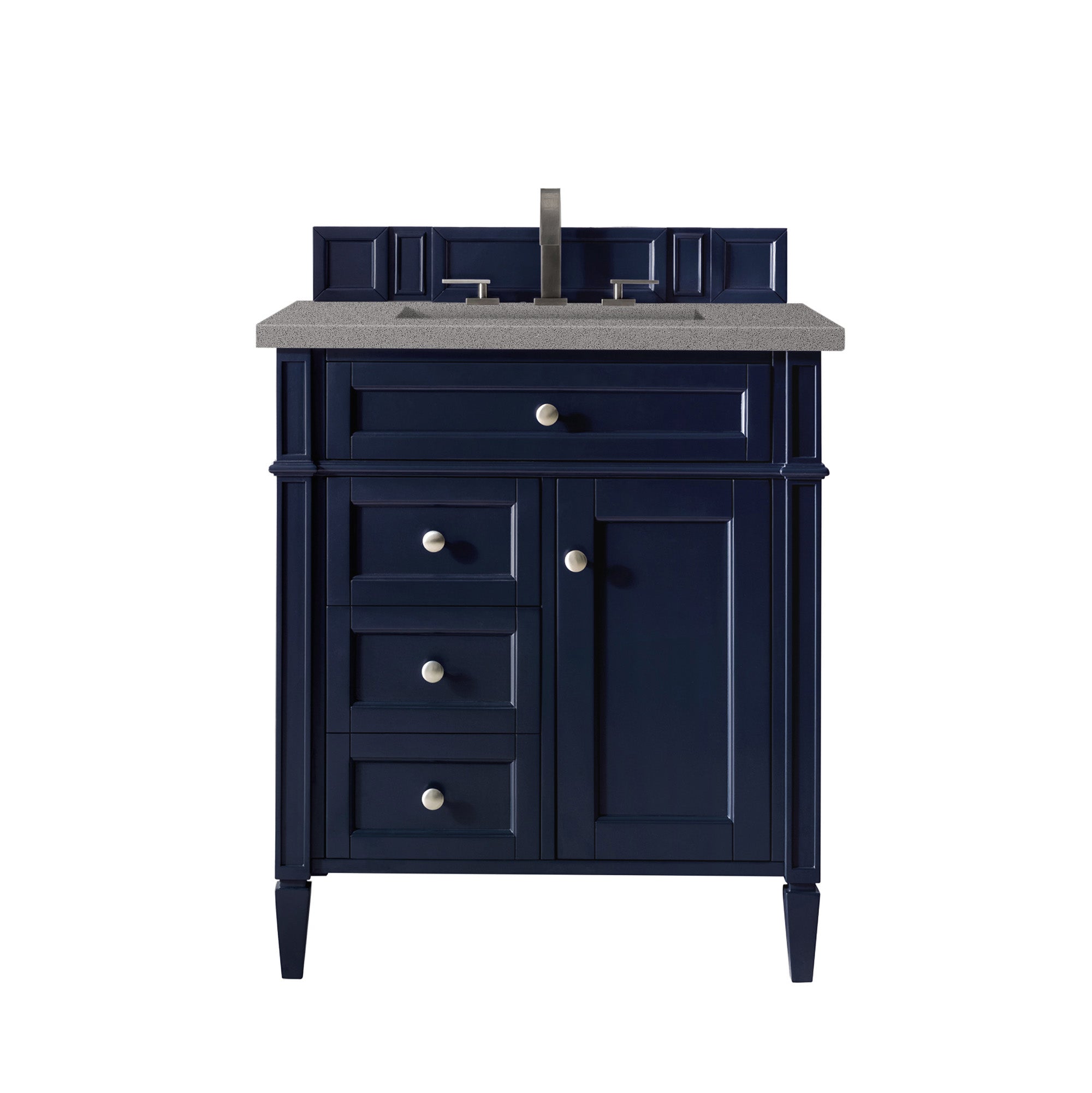 Brittany 30-Inch Single Bathroom Vanity Set with Victory Blue Cabinet & 3CM Grey Expo Quartz Top - Perfect for Modern Home Bathroom Renovation