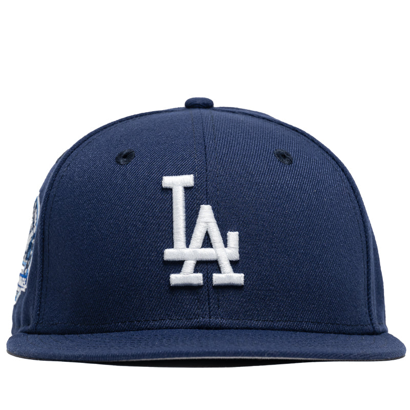 New Era x Politics Los Angeles Dodgers 59FIFTY Fitted Hat - Light Navy Blue Snapback Cap for Baseball Fans & Streetwear Fashion | Perfect for Games, Collecting & Urban Style