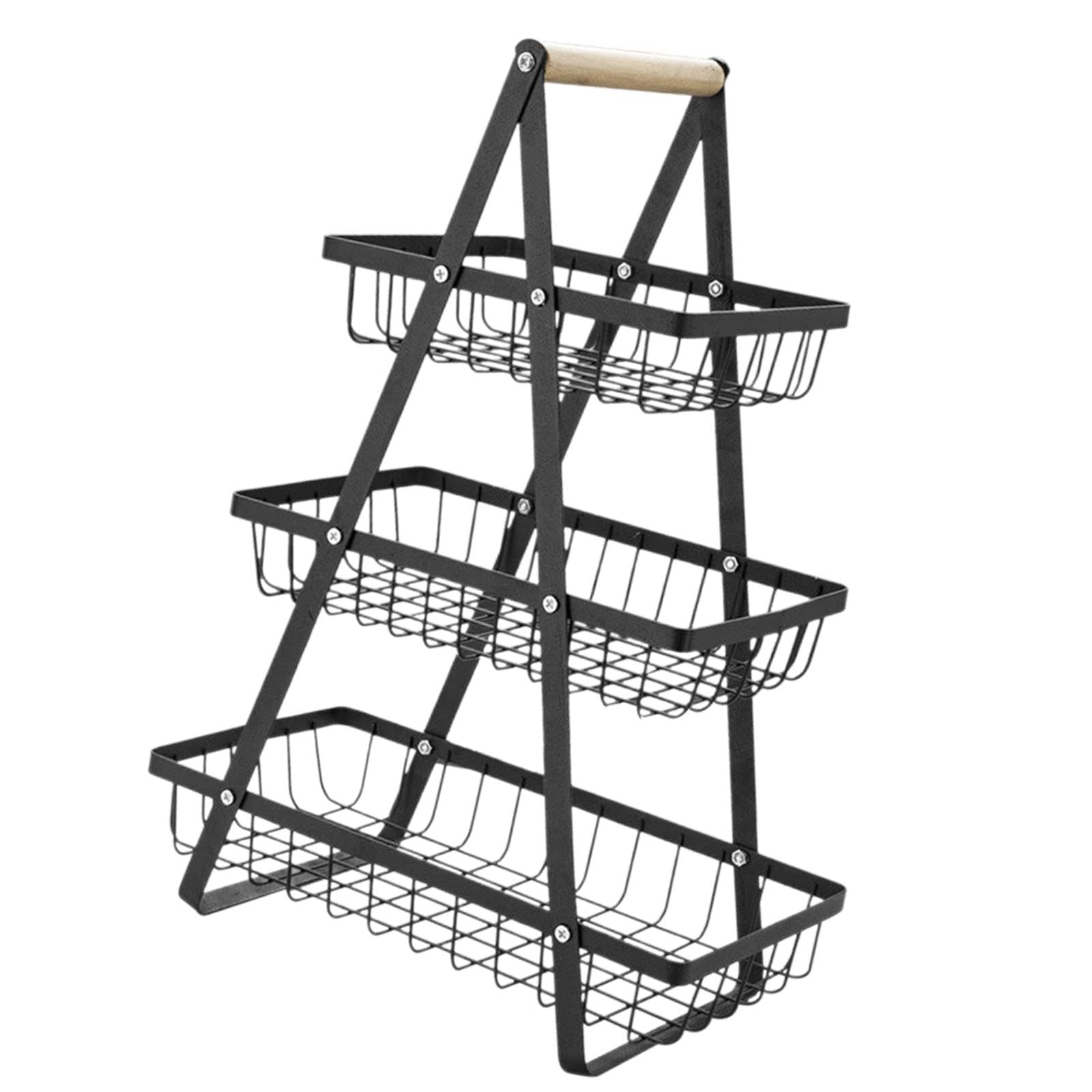 CALANDIS® 3-Tier Black Metal Fruit Basket - Rustproof Iron Tiered Rack for Kitchen, Dining Room & Restaurant Decor - Perfect for Displaying Fruits, Vegetables & Snacks at Home or Commercial Use