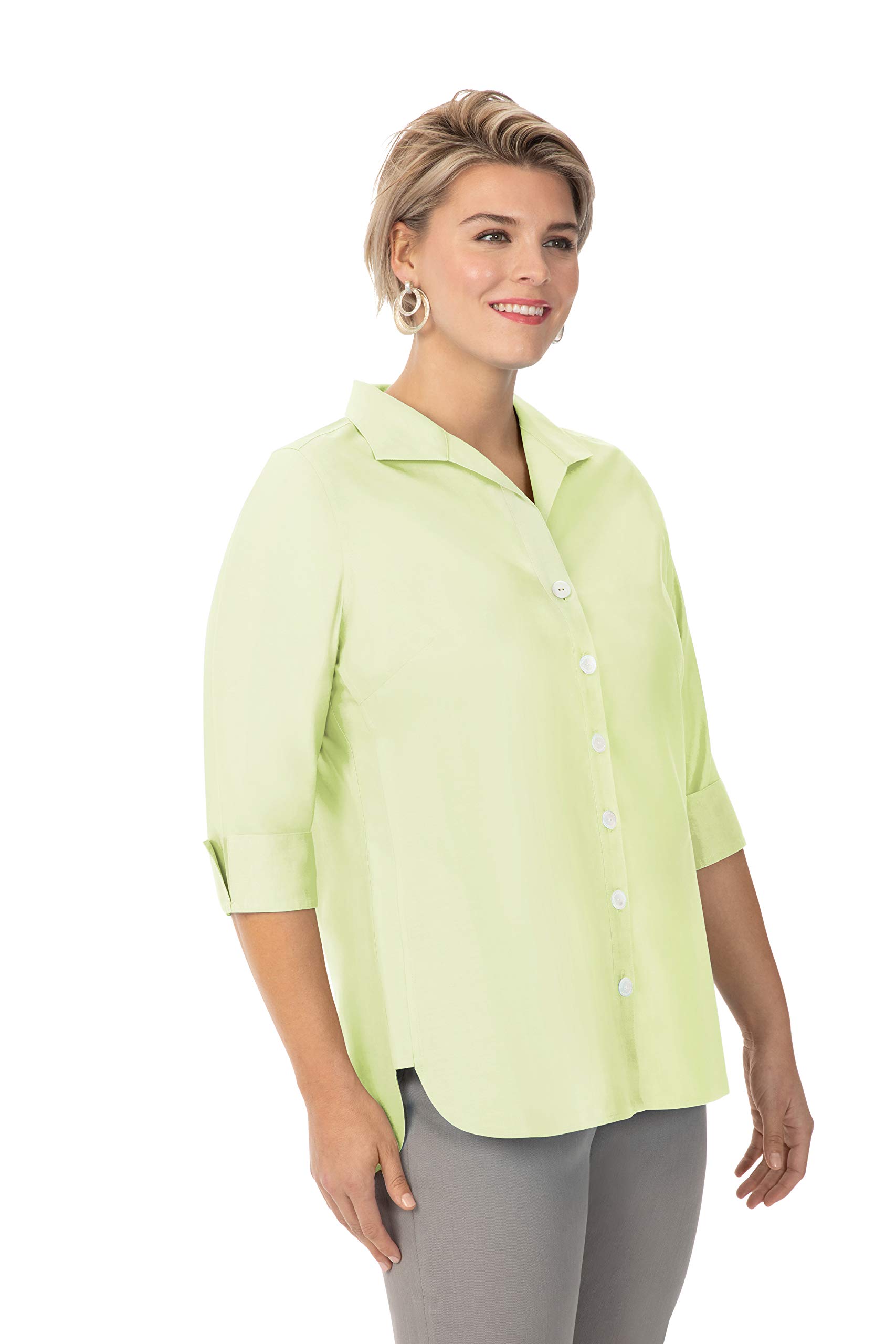Foxcroft Women's Pandora Plus Pinpoint Non-Iron Tunic Shirt - Size S-XXL - Wrinkle-Free Office Wear & Casual Blouse for Professional Women
