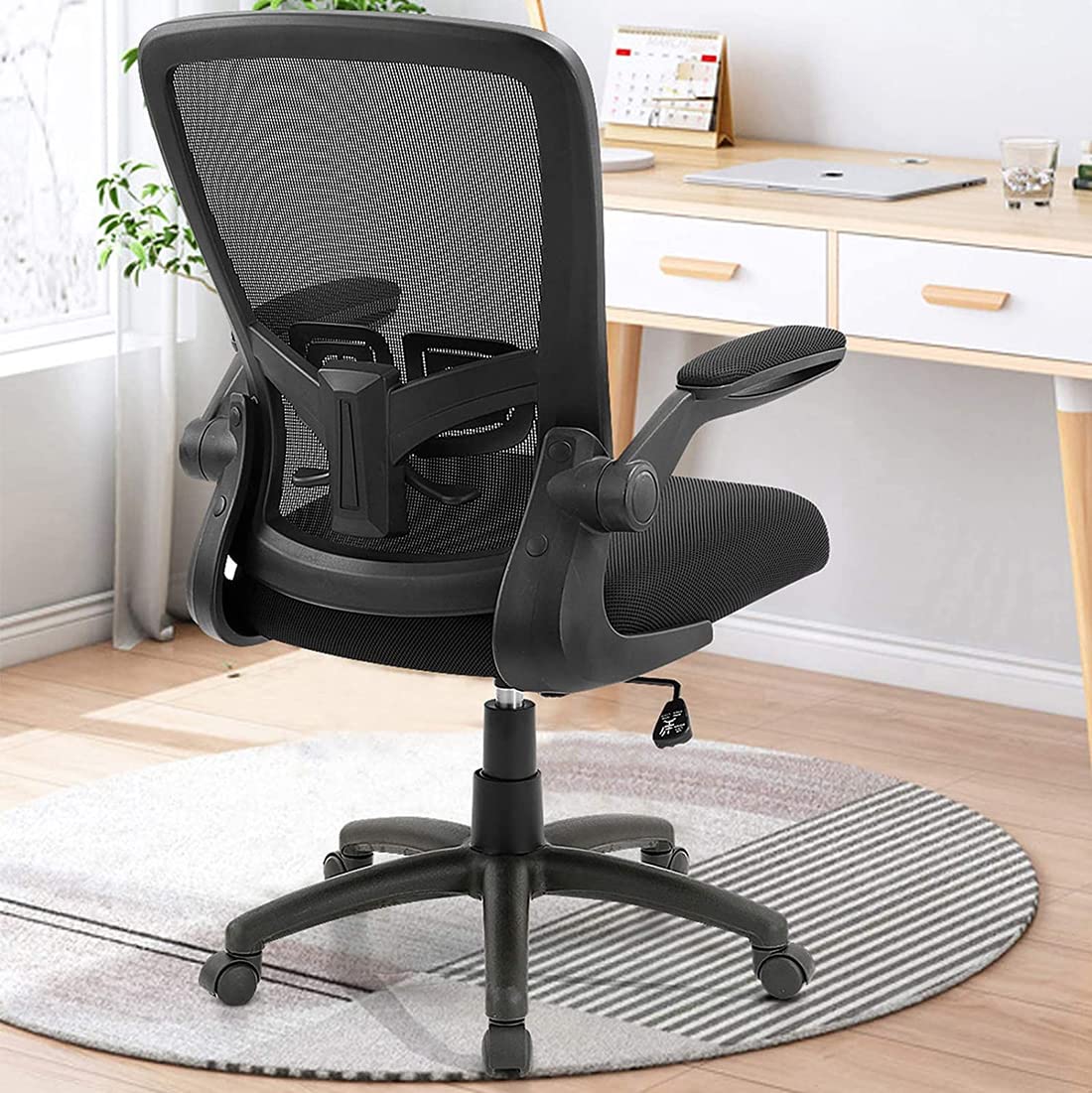 Ergonomic Office Chair with Adjustable Height & Lumbar Support - High Back Mesh Computer Chair with Flip-Up Armrests - 300lb Capacity Executive Desk Chair for Home Office & Workspace (Perfect for Long Hours of Sitting & Video Conferencing)