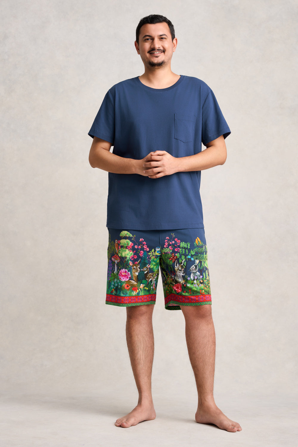 Nathalie Lété Men's Pajama Set - Midnight Forest Print, Soft Cotton Sleepwear for Comfortable Nights, Perfect for Relaxing at Home or Gift Giving