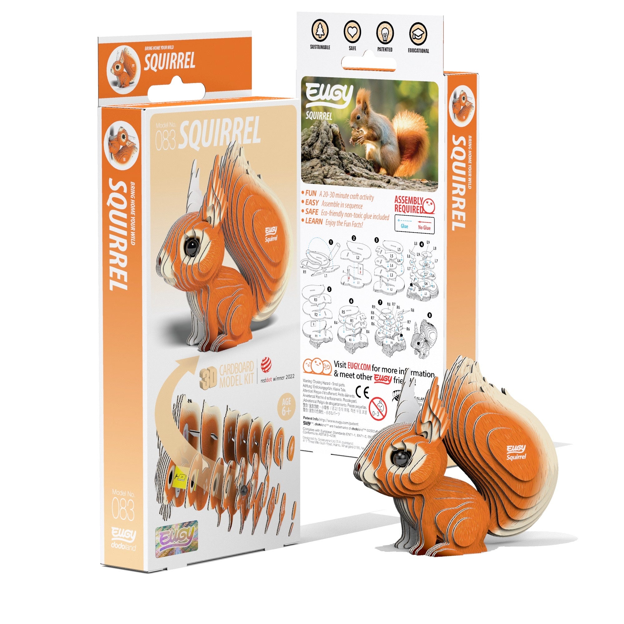 EUGY Squirrel 3D Puzzle - DIY Eco-Friendly Animal Model Kit for Kids & Adults - Fun Educational STEM Toy for Home Decor, Classroom Activities & Gift Giving