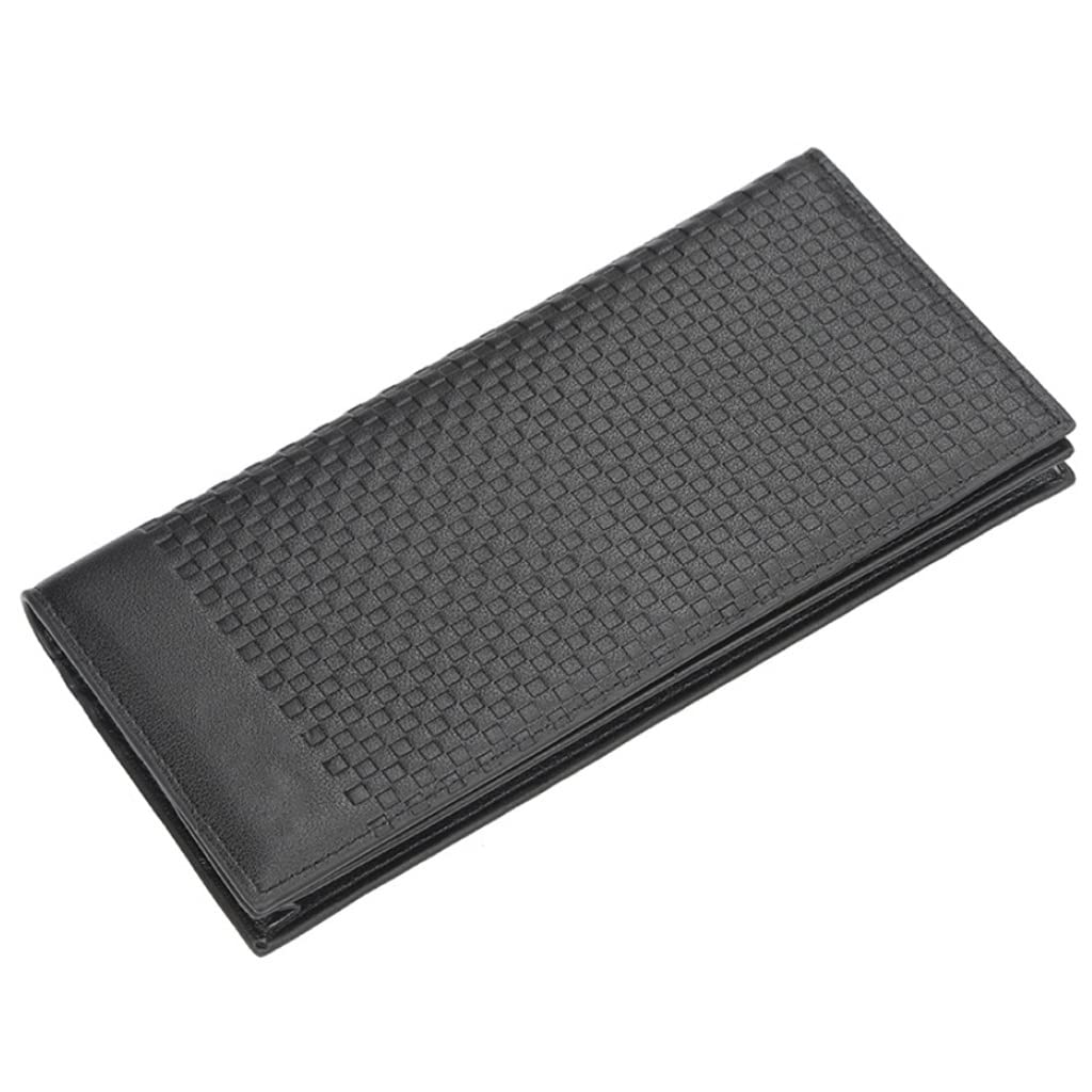 Premium Men's Long Wallet with Embossed Woven Pattern - Slim Card Holder & Money Organizer with Coin Pocket (Black, One Size) - Ideal for Everyday Use, Business & Travel Essentials