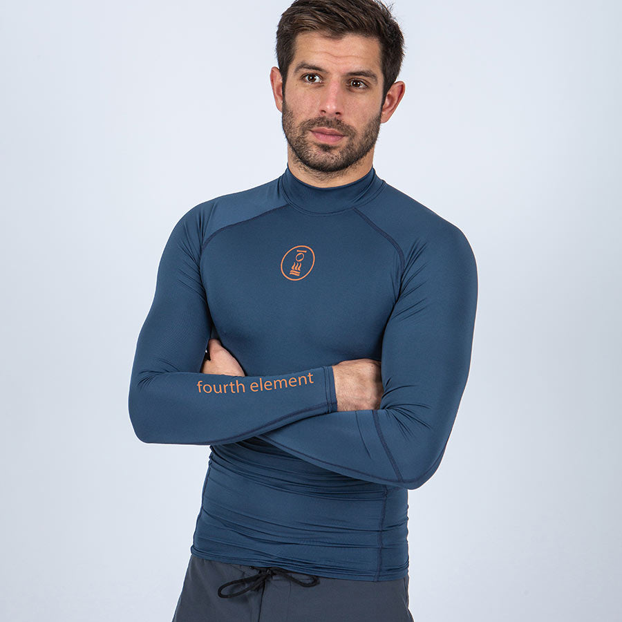 Fourth Element Men's Hydroskin Insignia Blue Long Sleeve Wetsuit Top - XXXL Size for Scuba Diving, Surfing & Water Sports