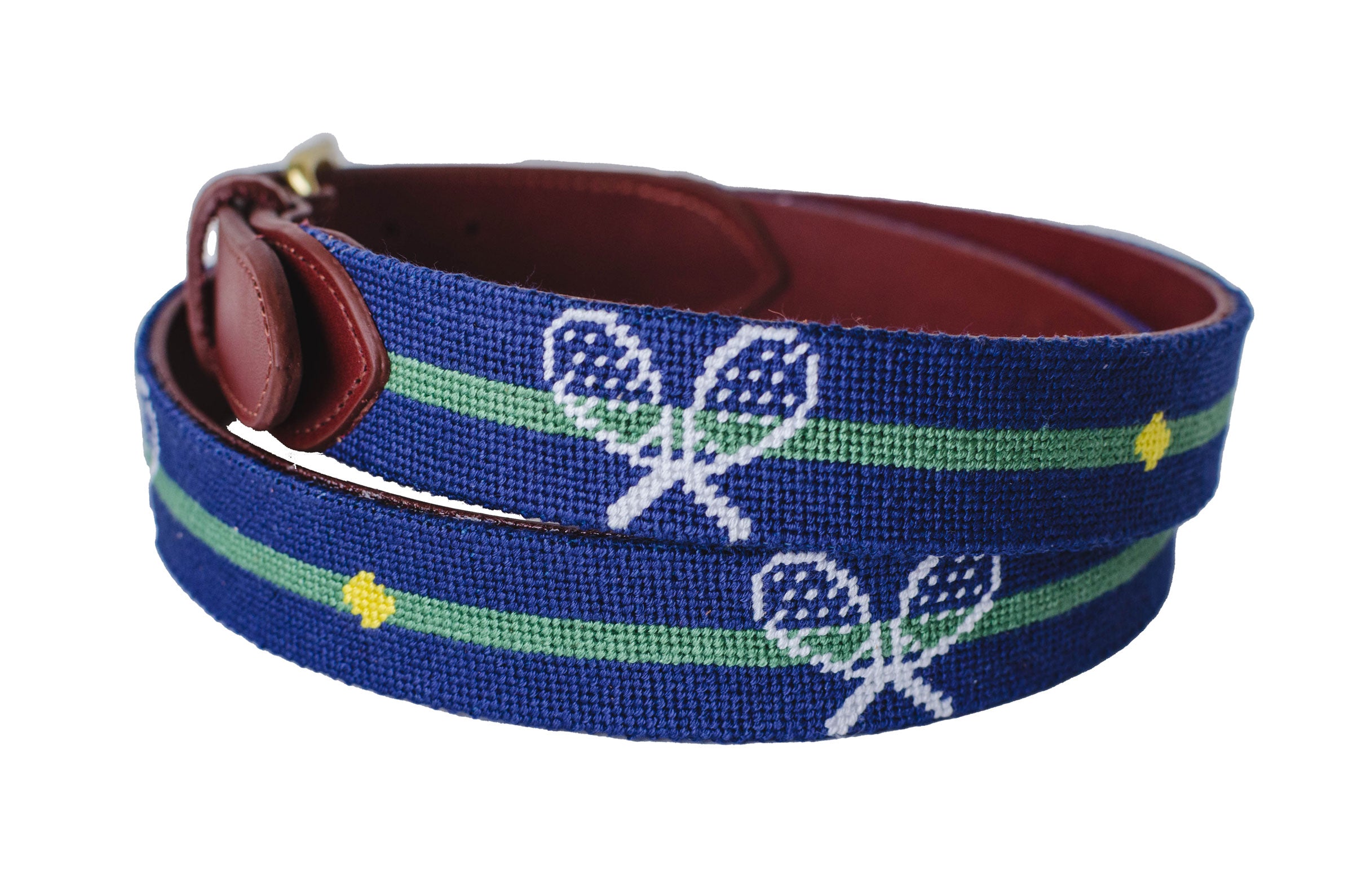 Custom Embroidered Tennis Love Needlepoint Belt - Stylish Preppy Fashion Accessory for Men & Women - Perfect for Tennis Lovers, Country Club Events & Casual Outfits