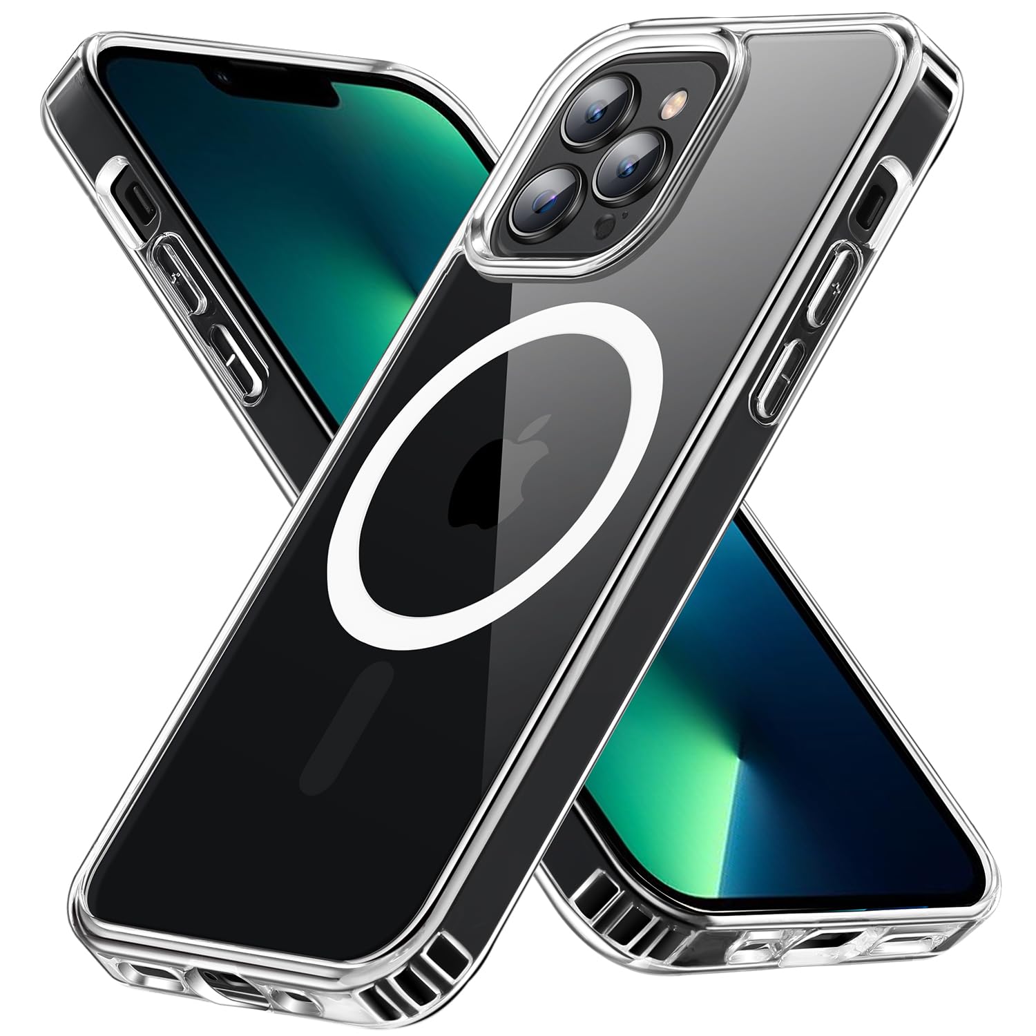 Premium Magnetic Case for iPhone 13 Pro - Military Grade Drop Protection | Slim Clear Shockproof Cover | MagSafe Compatible | Crystal Clear 6.1