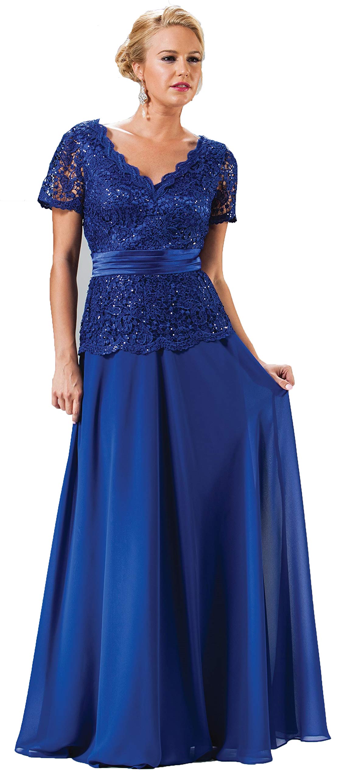 Elegant Meier Women's Starlit Beaded Long Sleeve Evening Gown for Mother of The Bride - Perfect for Weddings, Formal Dinners & Special Occasions