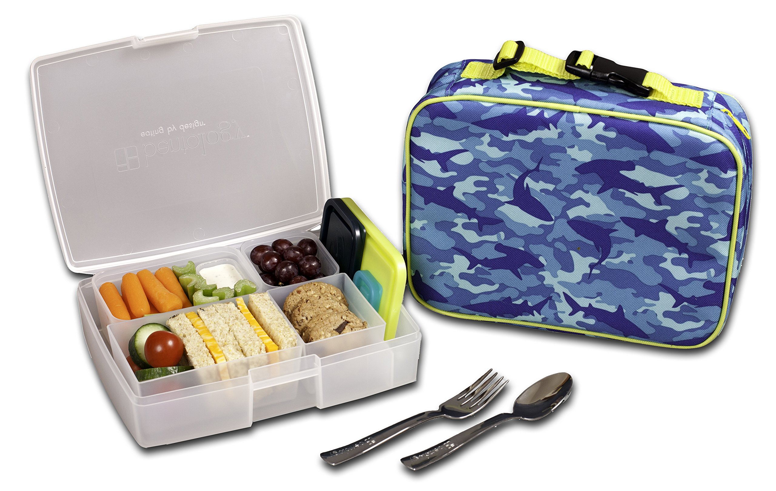 Insulated Bento Lunch Box Combo Kit with Thermal Sleeve & Utensils - Camouflage Design - Perfect for School, Work, Picnics & Outdoor Activities