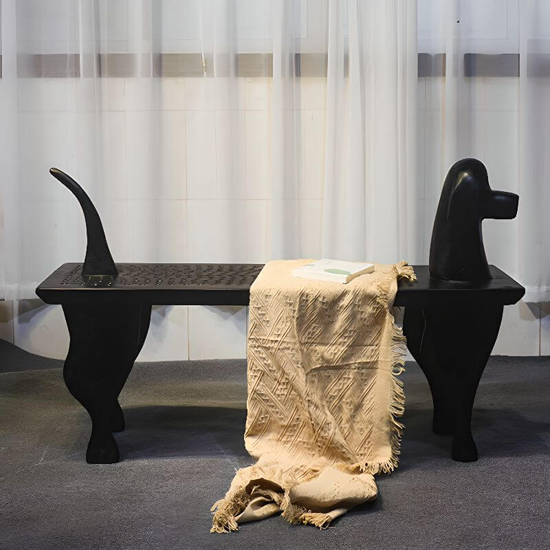 Midnight Black Minimalist Wooden Shoe Bench with Armrest - Perfect for Entryway, Hallway & Bedroom Organization