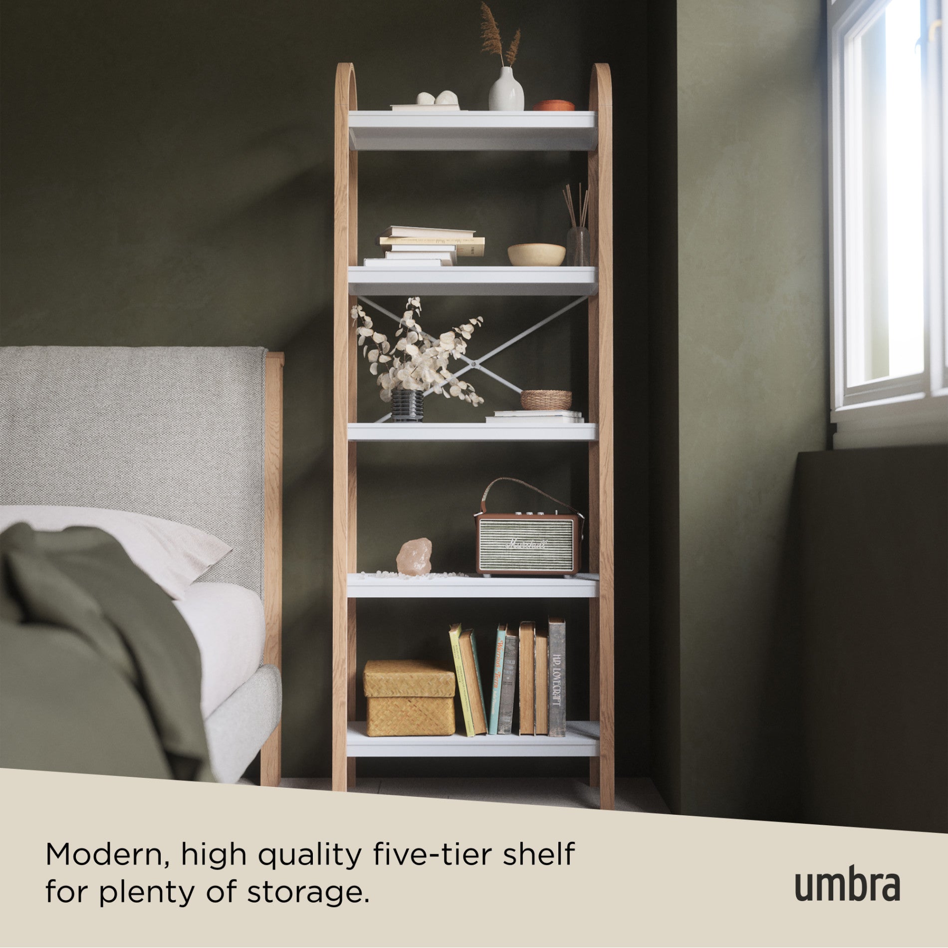 Bellwood 5 Tier Shelf - Sturdy Metal Storage Organizer for Home, Office, or Garage - Perfect for Books, Toys, Kitchen Supplies & More