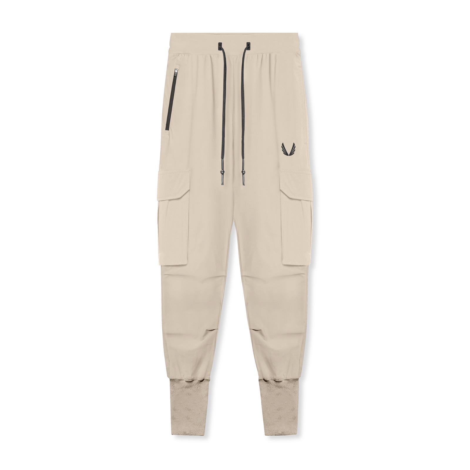 Tetra Lite® Cargo High Rib Jogger Pants for Men - Comfortable Beige Casual Joggers for Workout, Running & Everyday Wear