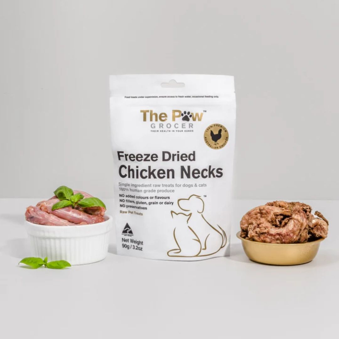 Premium Freeze Dried Chicken Necks for Dogs - 90g Natural Treats | High Protein Dog Chews for Dental Health & Training Rewards | Perfect for Small to Medium Breeds