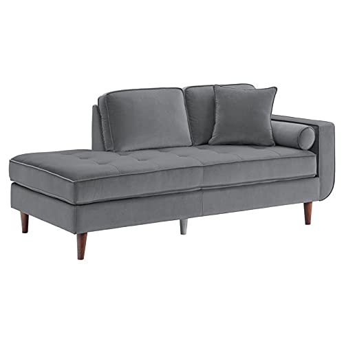Modern Velvet Chaise with Pillows - 36.5