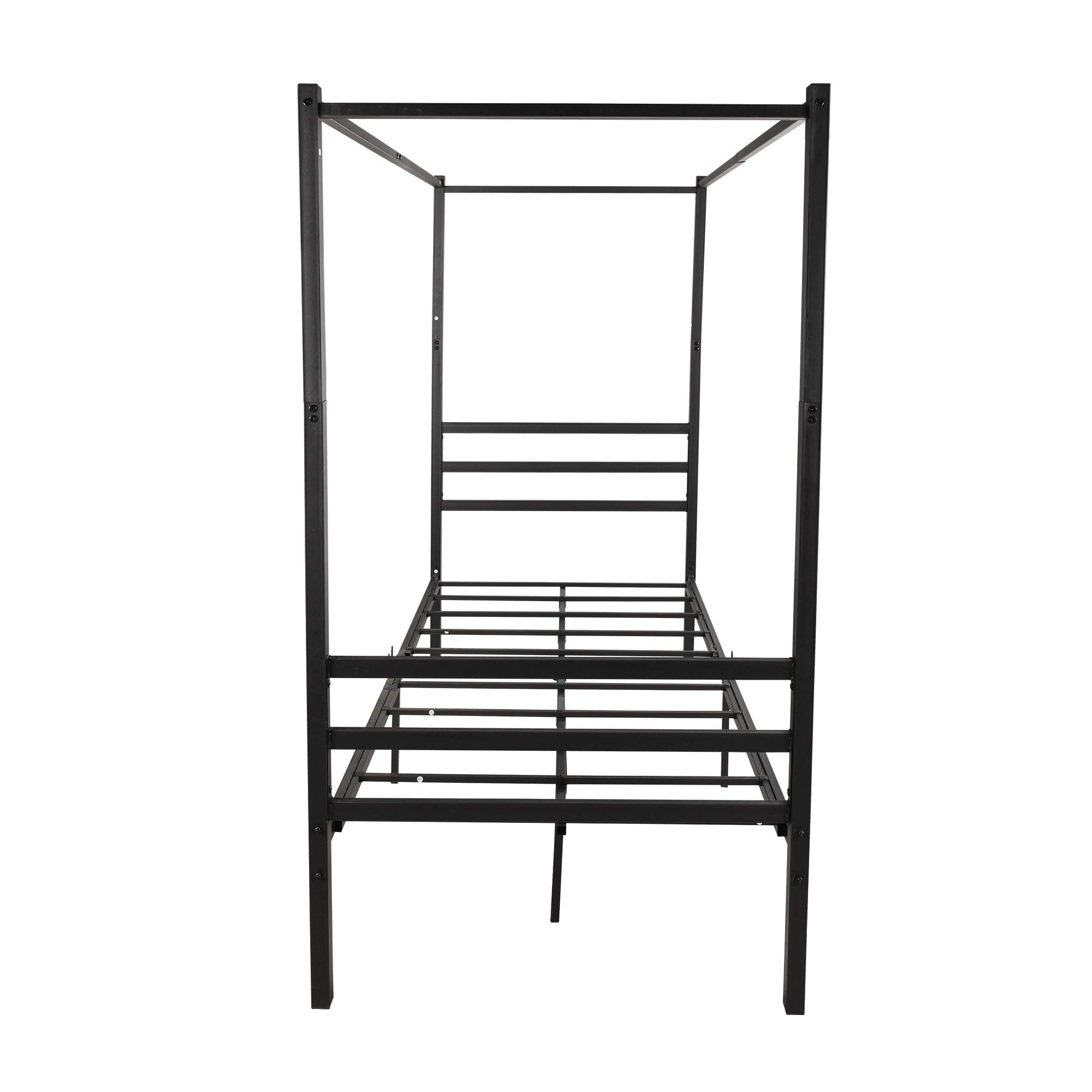WiCCI gt6-ZJ Full Size Metal Canopy Bed Frame with Headboard & Mattress Platform - Sturdy Black Metal Slat Support for Bedroom, Guest Room, Dorm