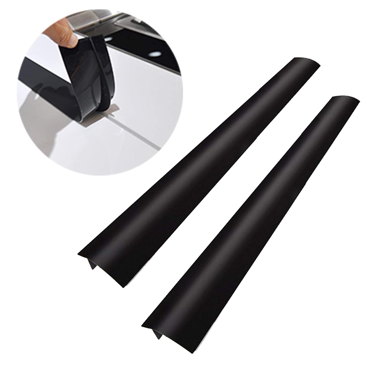 Silicone Stove Gap Cover (2 Pack) - Heat Resistant Stove Top Gap Filler for Kitchen, Counter & Oven - 30 Inch Black - Easy to Clean & Reusable - Perfect for Sealing Gaps & Preventing Spills Between Stove and Countertop