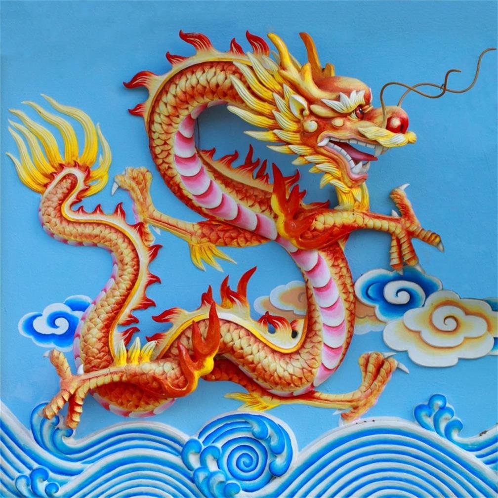 5x5ft Chinese Dragon Relief Sculpture Backdrop - Fantasy Temple Wall Photography Background for Studio Props, Vinyl Banner, Home & Event Decor | Perfect for Themed Parties, Cultural Events & Photo Shoots