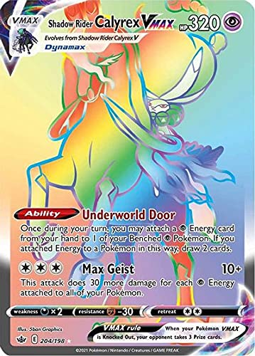 Shadow Rider Calyrex VMAX 204/198 Secret Rare Pokemon Card - Sword & Shield Chilling Reign Expansion for Collectors & TCG Battles
