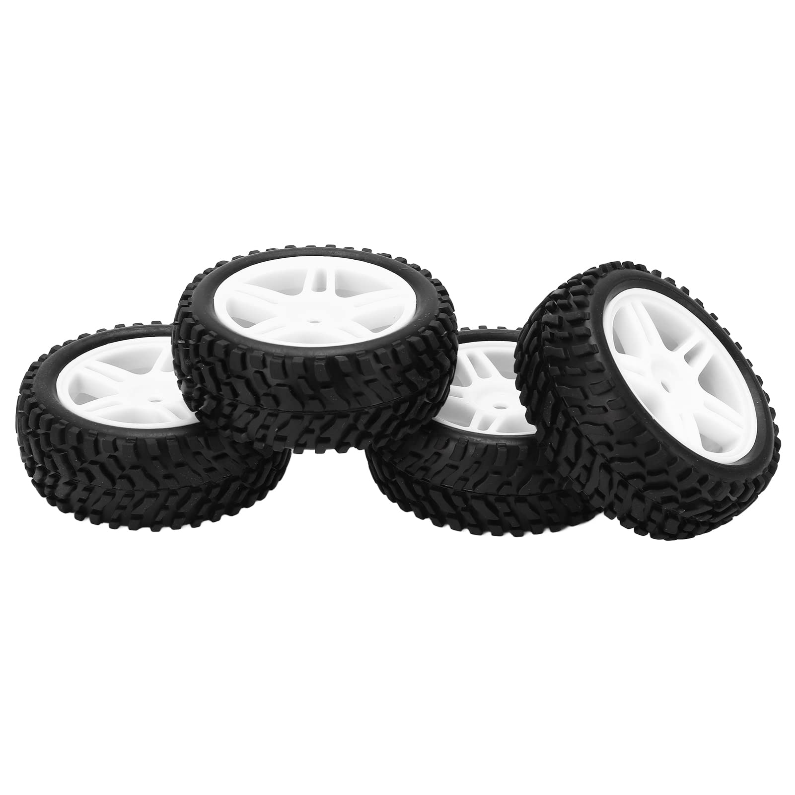 High Grip RC Rally Tires & Wheels Set - Bumpy Texture Plastic Rims with Rubber Tires for Wltoys 144001 1/14 Scale Off-Road RC Cars (White) - Perfect for Racing, Drifting & Off-Road Adventures