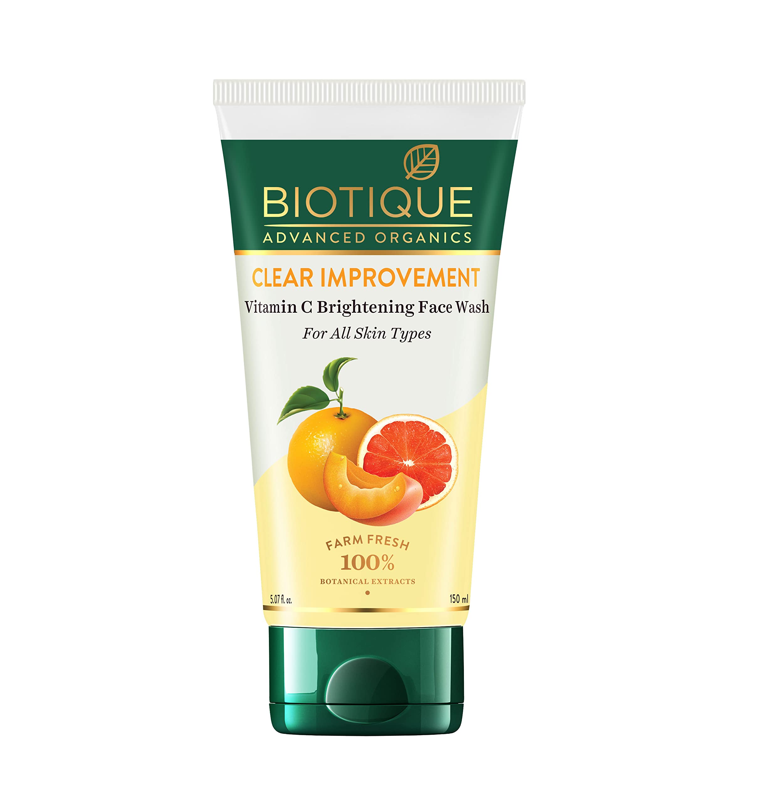 Biotique Advanced Organics Vitamin C Brightening Face Wash 150ml - Organic Skin Cleanser for Glowing Skin | Daily Use for Dark Spots & Dullness | Perfect for Morning & Night Routine