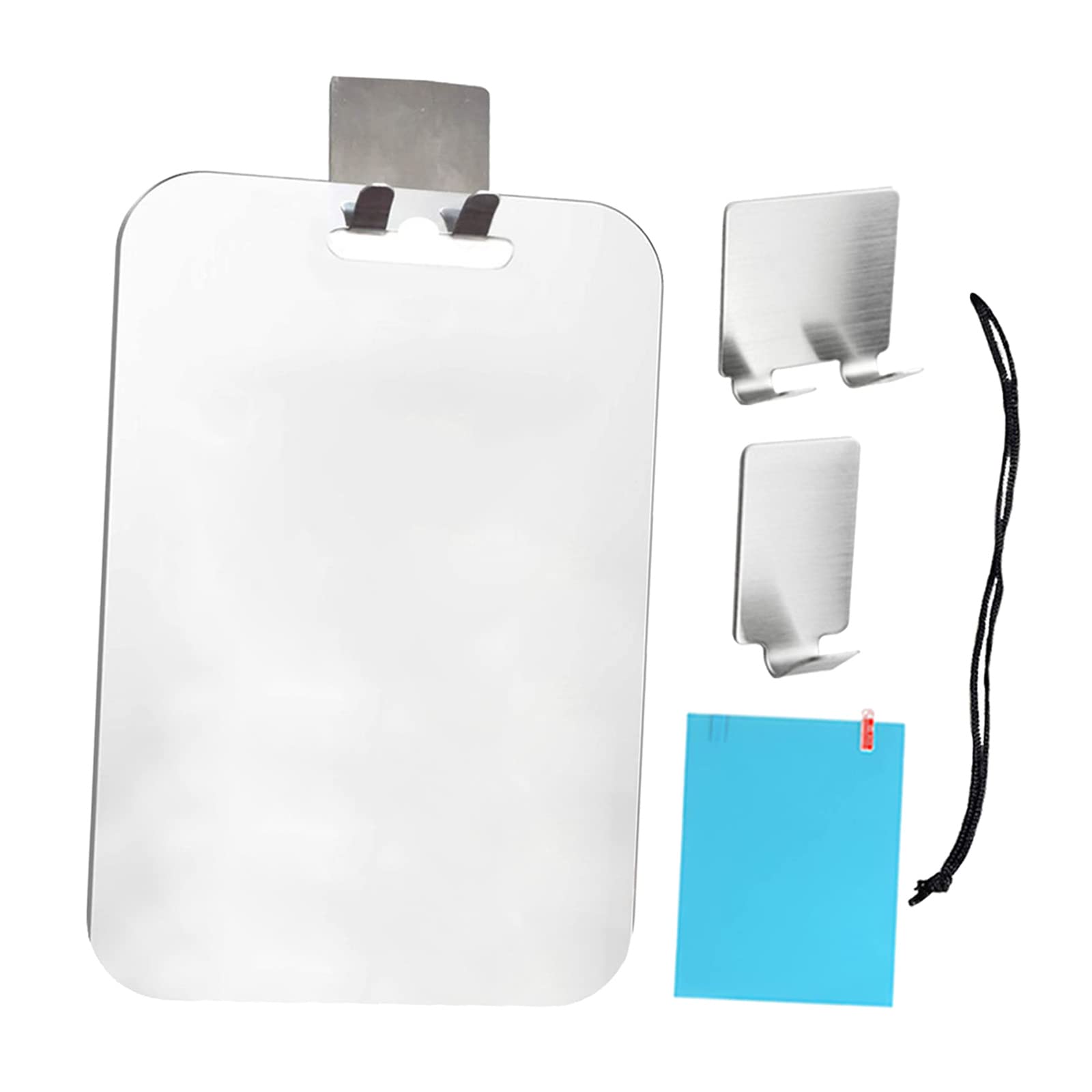 Fog-Free Shower Mirror with Hooks - Frameless Bathroom Mirror for Shaving & Grooming - Perfect for Steam Showers & Spa Relaxation