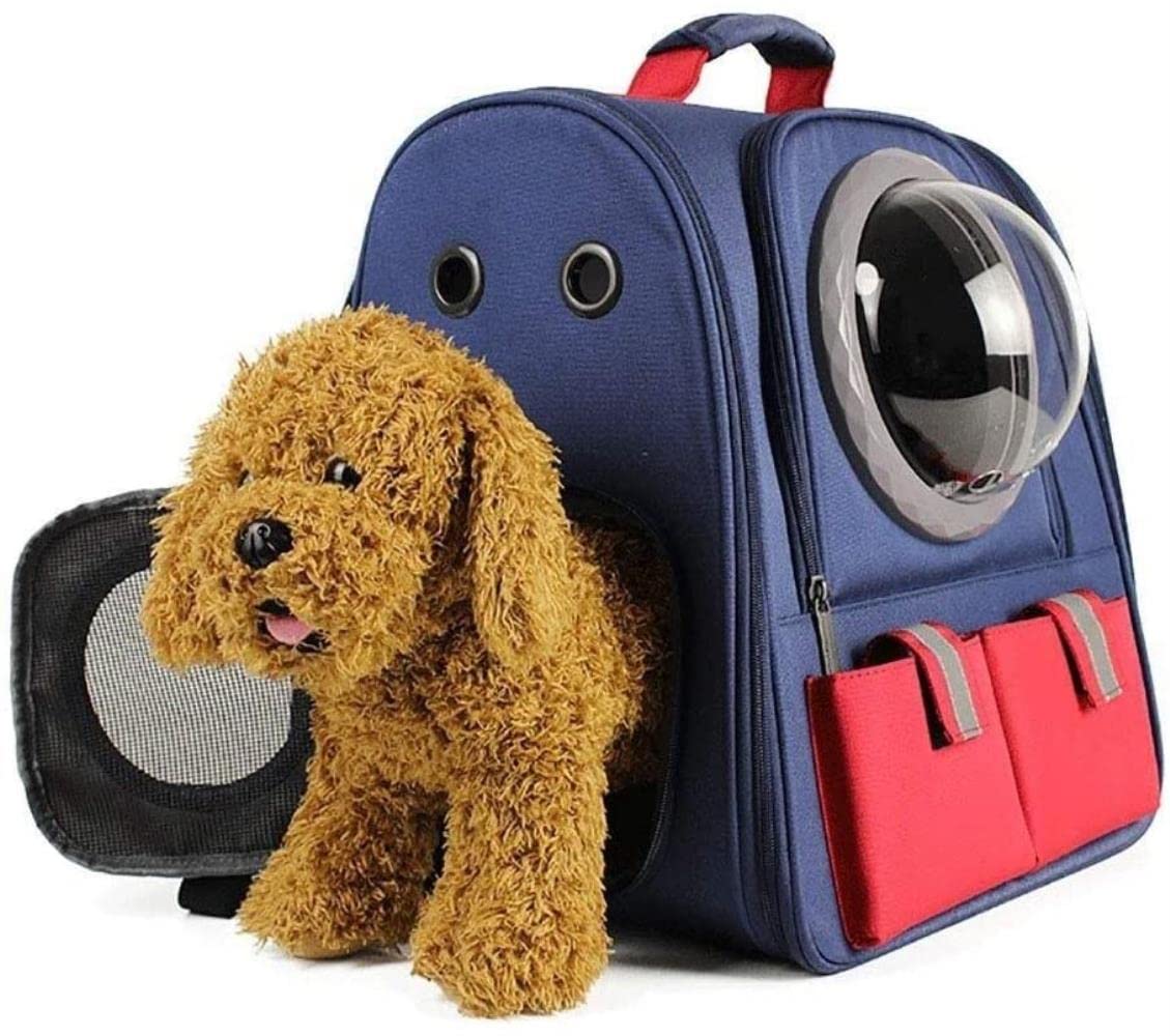 AGHH Pet Travel Carrier Backpack - Blue Space Capsule Design for Small & Medium Cats & Dogs - Breathable Oxford Cloth Shoulder Bag for Hiking, Camping & Air Travel - Perfect for Puppies & Kittens