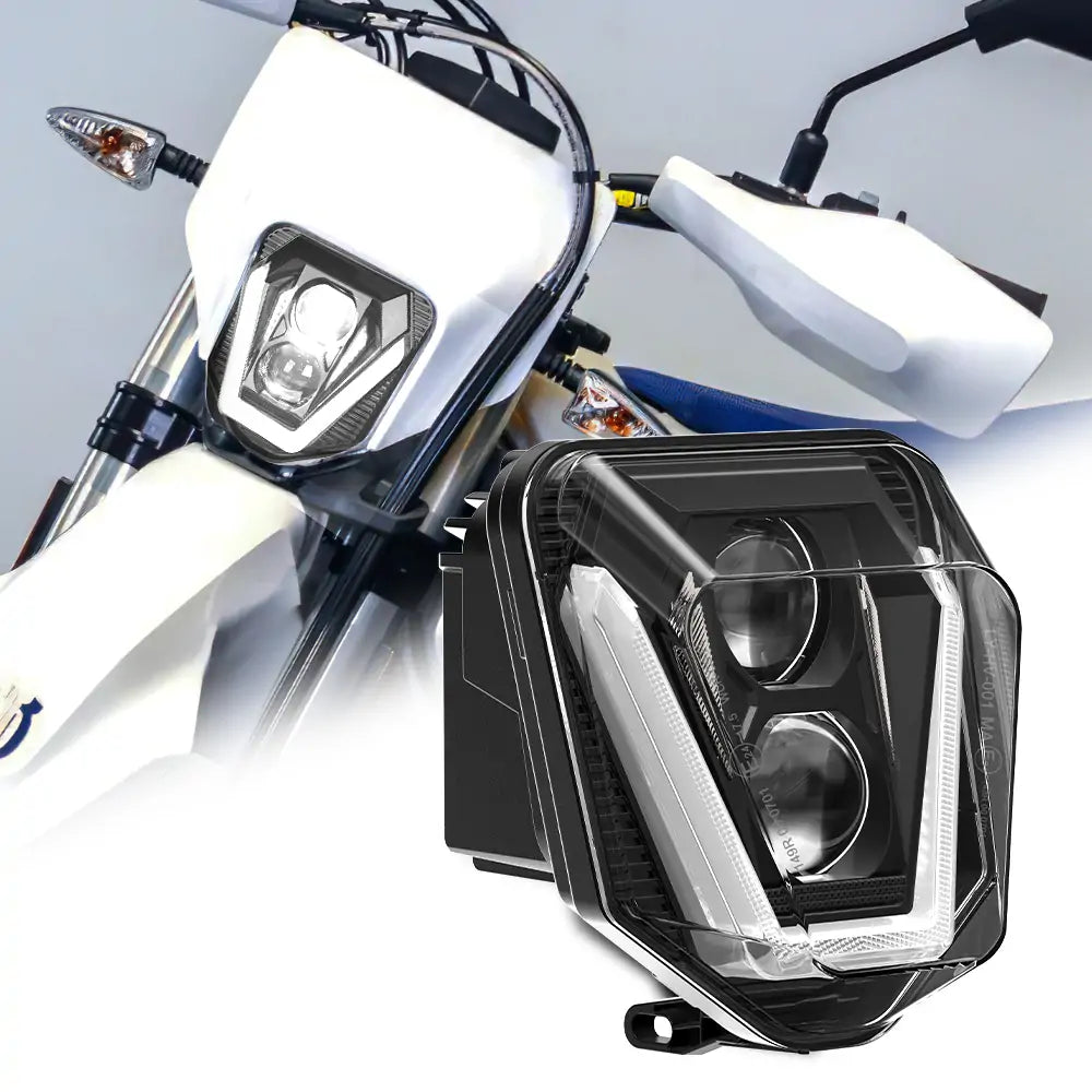 HUSQVARNA 300TE LED Headlight Assembly with White DRL - High Performance Motorcycle Headlight for Off-Road & Night Riding