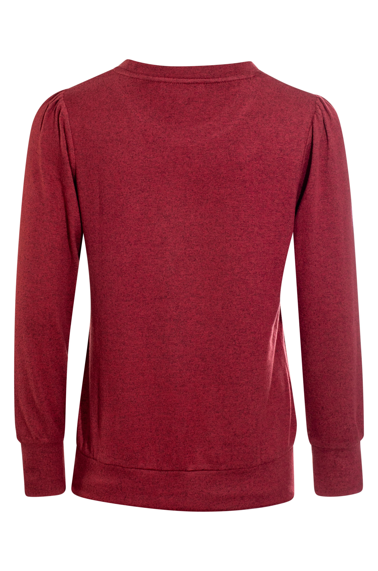 Soft Plain Warm Touch Top | Cherry Marle Long Sleeve Shirt | 7923BR | Cozy Casual Wear for Women's Fall & Winter Fashion