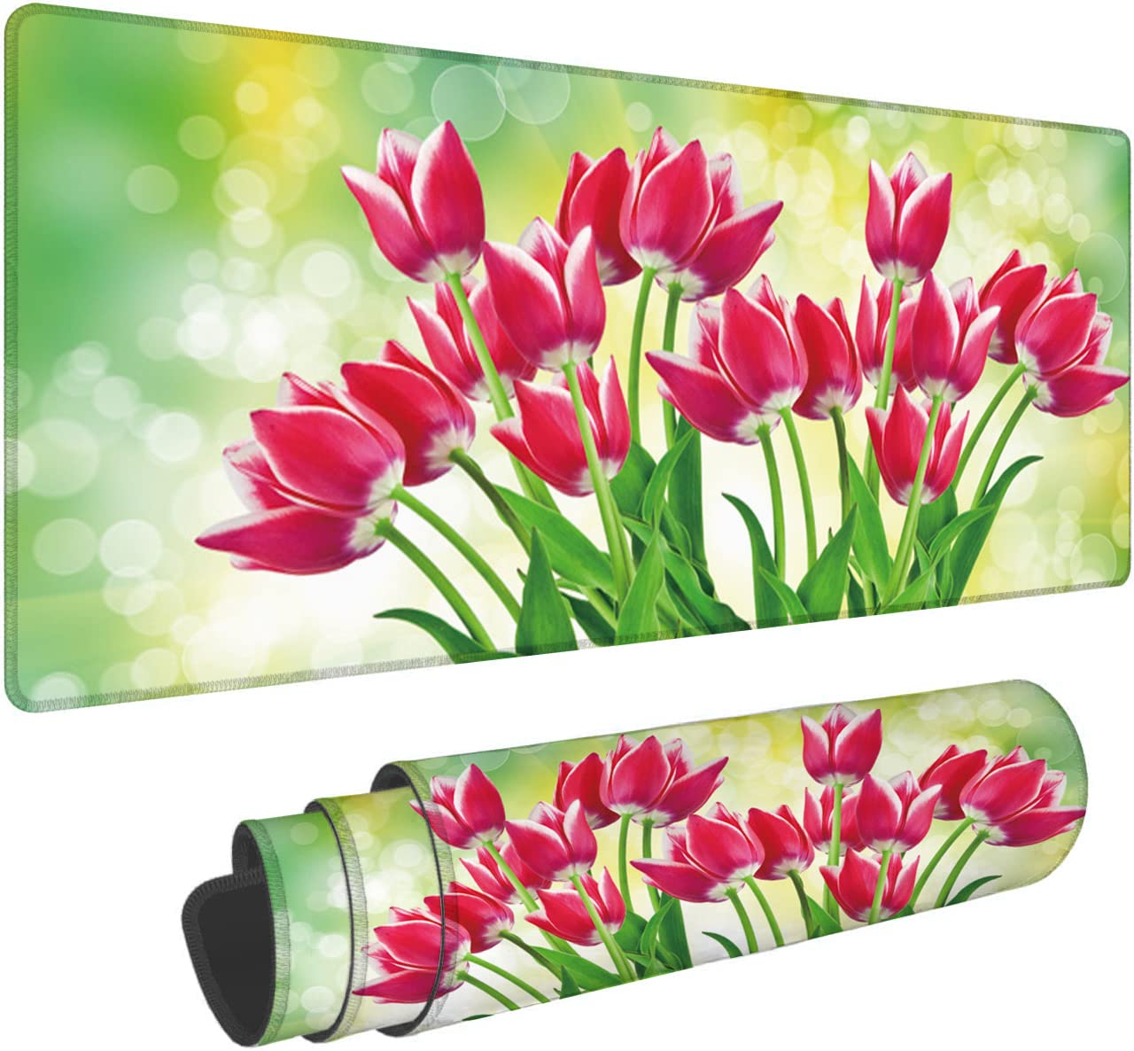 Premium Tulip Floral Gaming Mouse Pad - Extra Large 31.5x11.8 Inch Non-Slip Desk Mat for Computer, Laptop & Keyboard - Ergonomic Extended Mousepad for Office Work, Home Gaming & Professional Use - Perfect for PC Gamers, Graphic Designers & Remote Workers