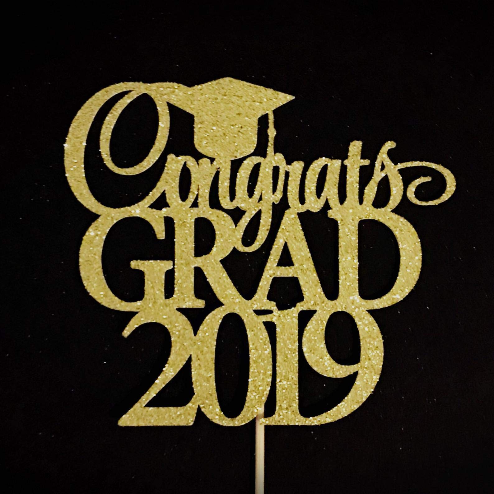 2019 Graduation Cake Topper - Congrats Grad Decor for Cakes, Cupcakes & Desserts - Perfect for Graduation Parties & Celebrations