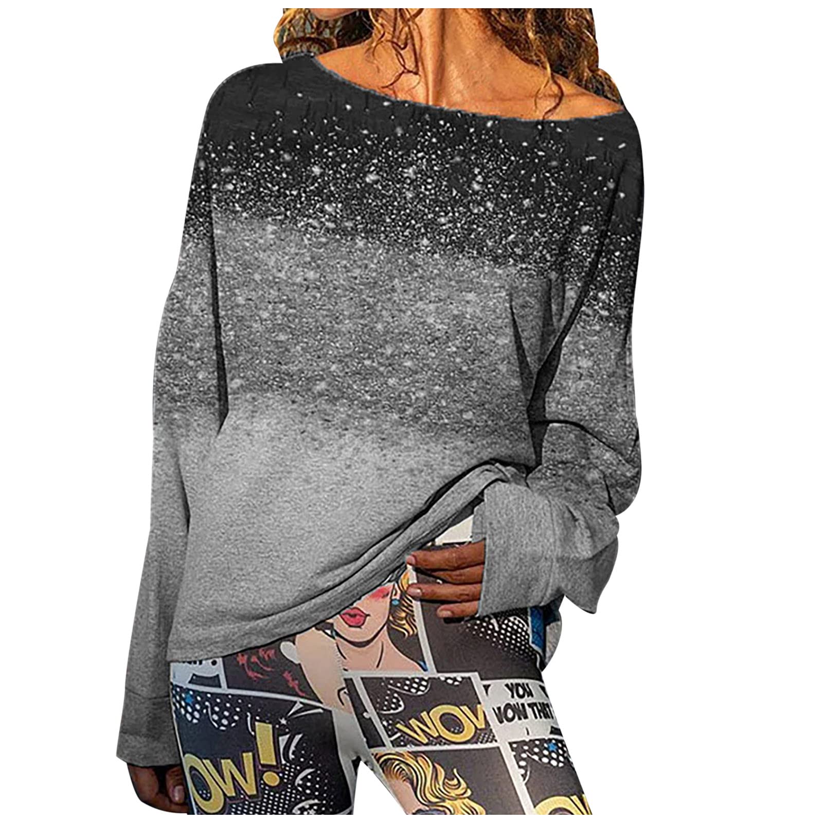 Women's Gradient Long Sleeve T-Shirt - Fall & Winter Casual Crewneck Blouse with Trendy Print | Perfect for Daily Wear, Office Outfits & Weekend Fashion