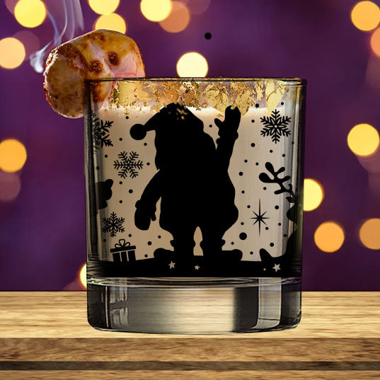 BarConic Christmas Collection Waving Santa Glassware - 10oz Holiday Drinking Glasses for Festive Parties, Gifts & Home Decor