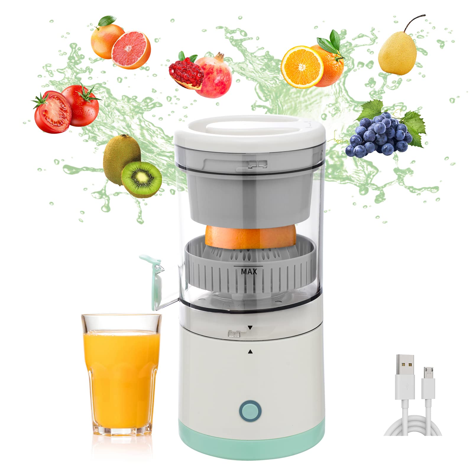 Electric Citrus Juicer - USB Rechargeable Orange/Lemon/Lime/Grapefruit Press Squeezer, Easy to Clean & Use - Perfect for Home Kitchen, Breakfast, Fresh Juice Bars & Healthy Lifestyle