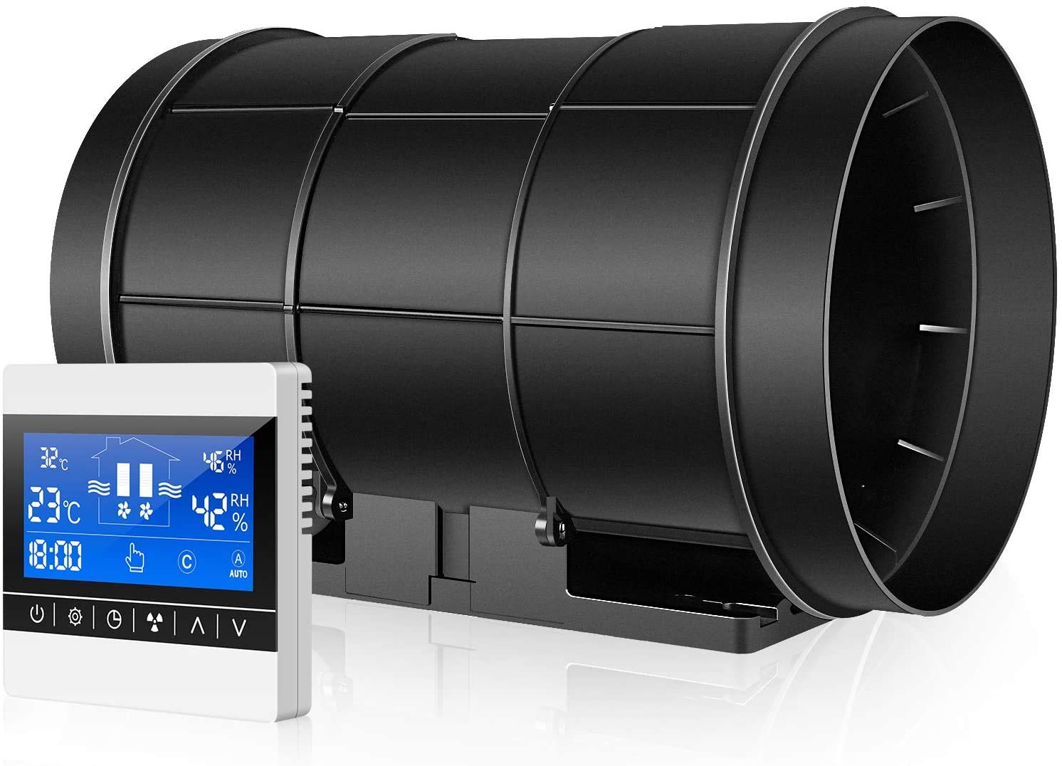 iPower 8 Inch 441 CFM Inline Duct Ventilation Exhaust Fan with Temperature & Humidity Control - High Speed Grow Tent Ventilation System for Hydroponics, Greenhouse & Indoor Gardening