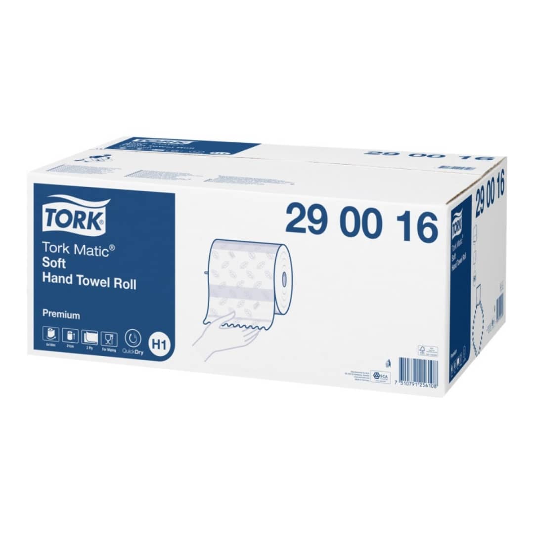 Tork Hand Towel Matic Extra Soft Premium Roll 2-Ply 290016 H1, 408 Sheets White - Carton of 6 Rolls | Bulk Commercial Paper Towels for Restaurants, Offices & Public Restrooms