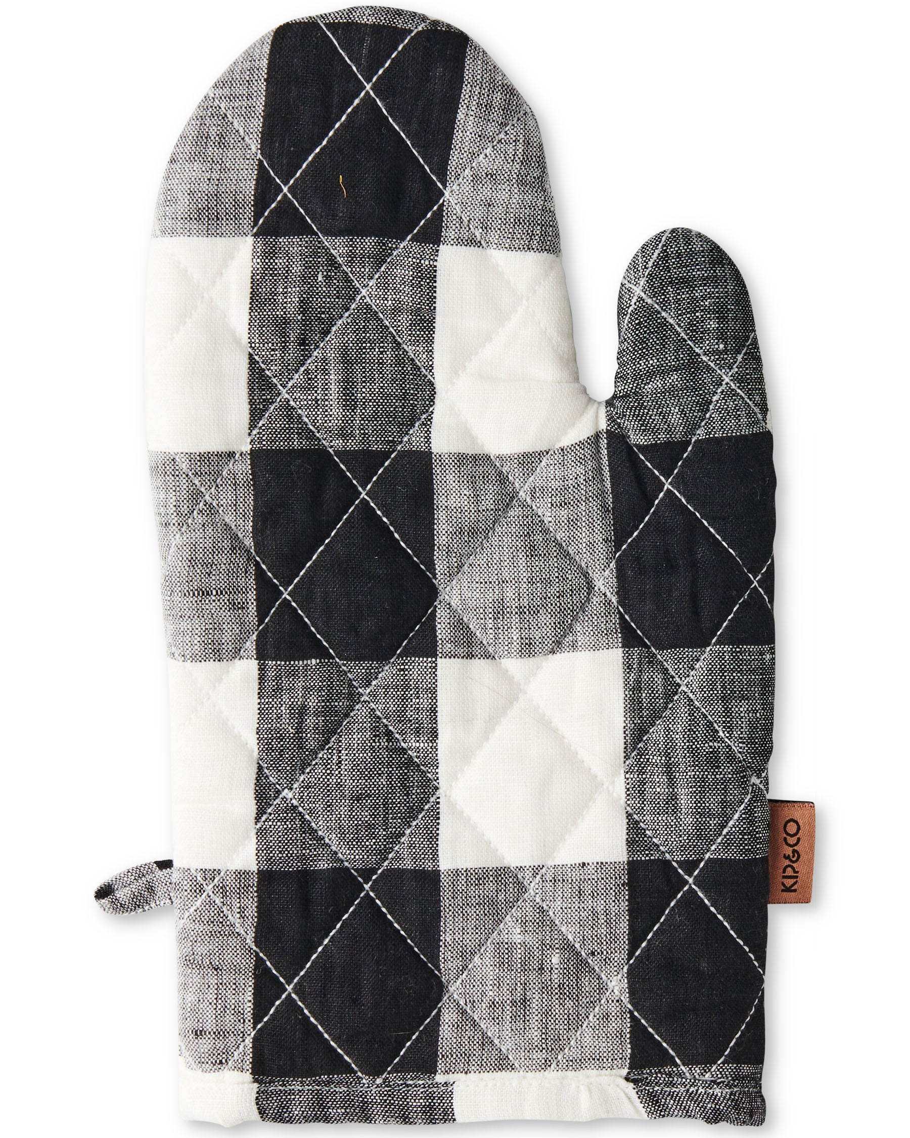 Black & White Gingham Oven Mitt - Heat Resistant Kitchen Glove for Baking, Cooking & Grilling - Perfect for Holiday Baking, BBQ & Home Kitchen Use