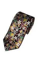 Premium Liberty Fabric LA Smith Lemon Black Men's Tie - Elegant Formal Necktie for Business, Weddings & Special Occasions