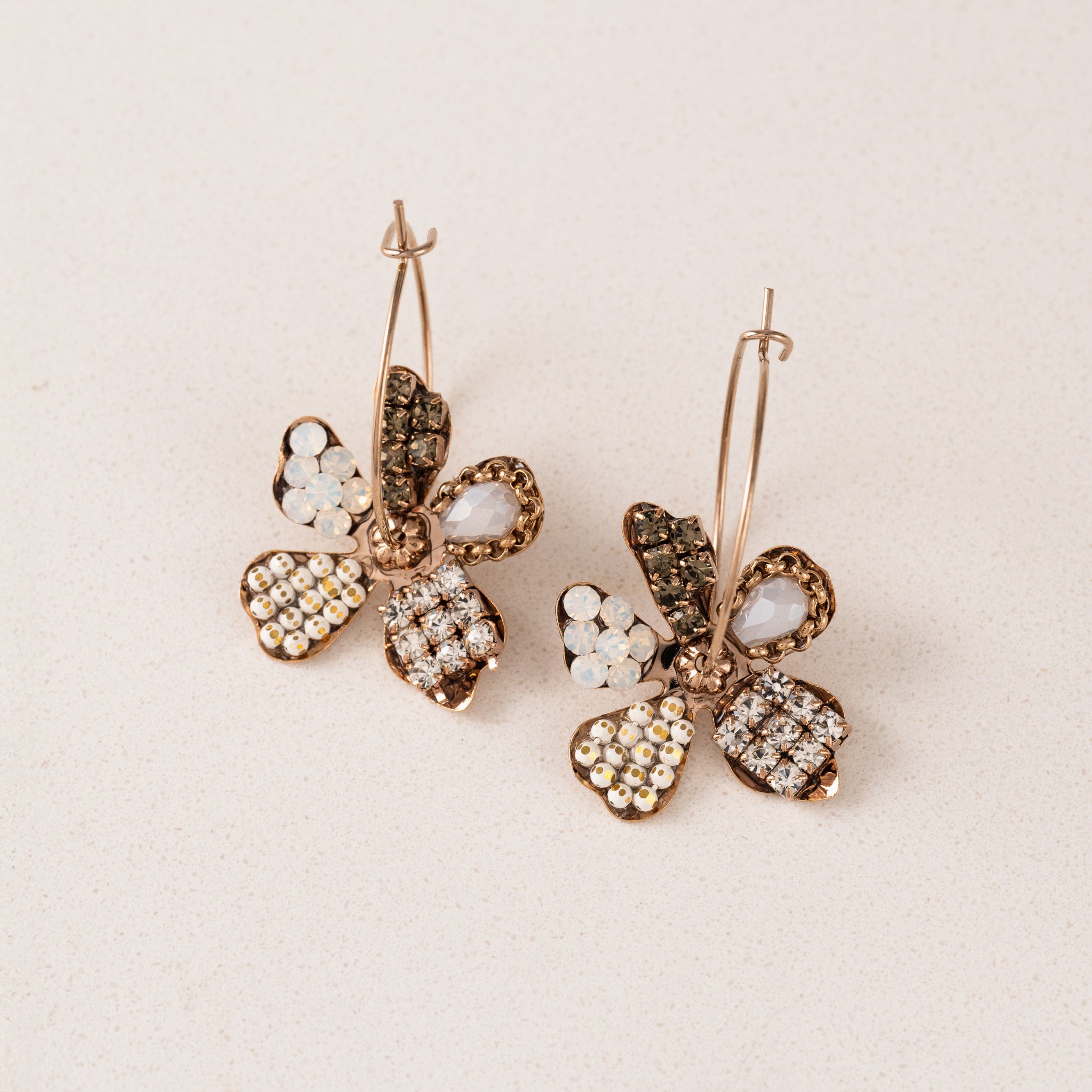 Primrose Drop Hoop Earrings - Dainty Floral Gold Plated Earrings for Women, Elegant Everyday Jewelry Gift | Perfect for Weddings, Date Nights & Office Wear