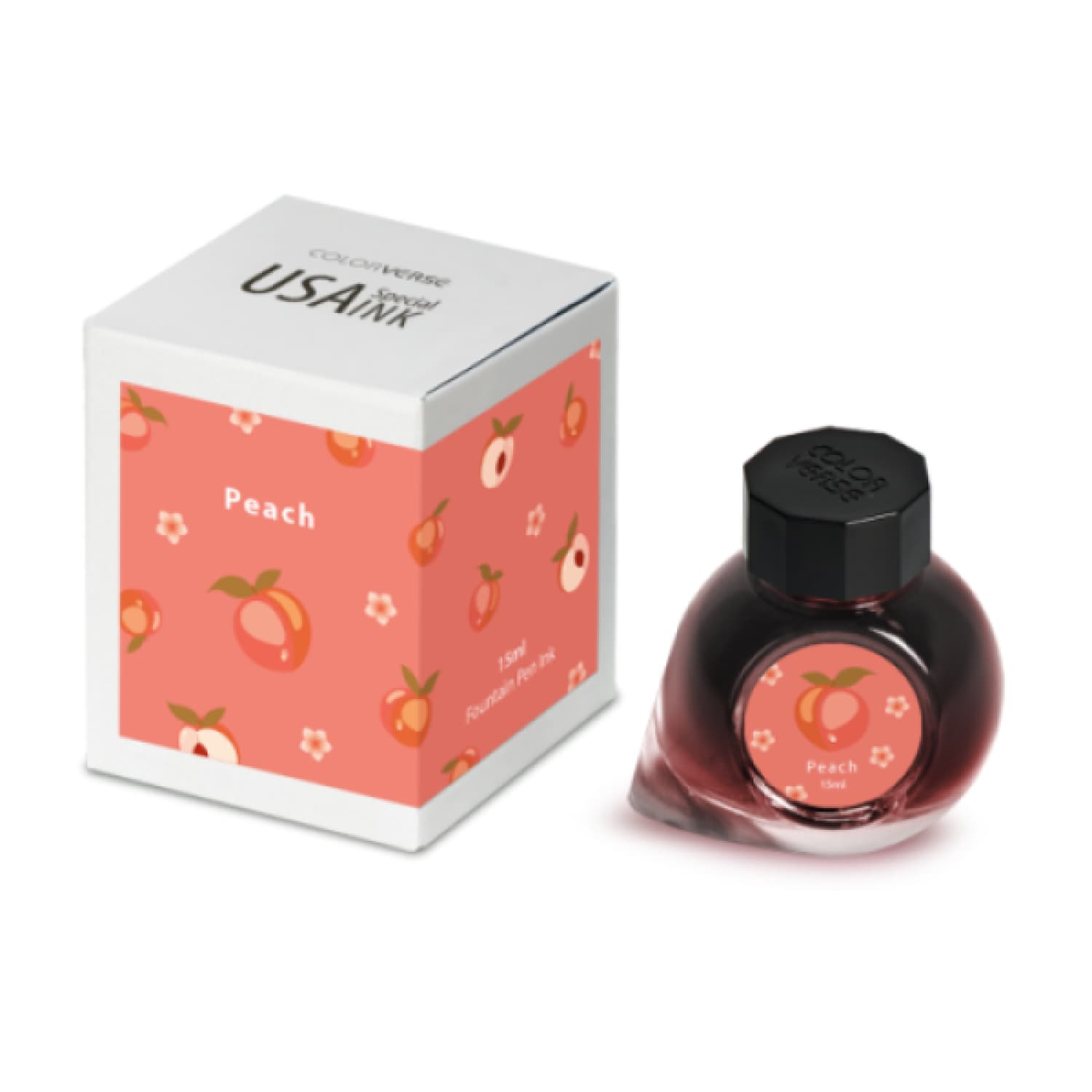 Colorverse USA Special Edition Peach Ink - 15mL Bottled Fountain Pen Ink for Calligraphy, Journaling & Artistic Writing