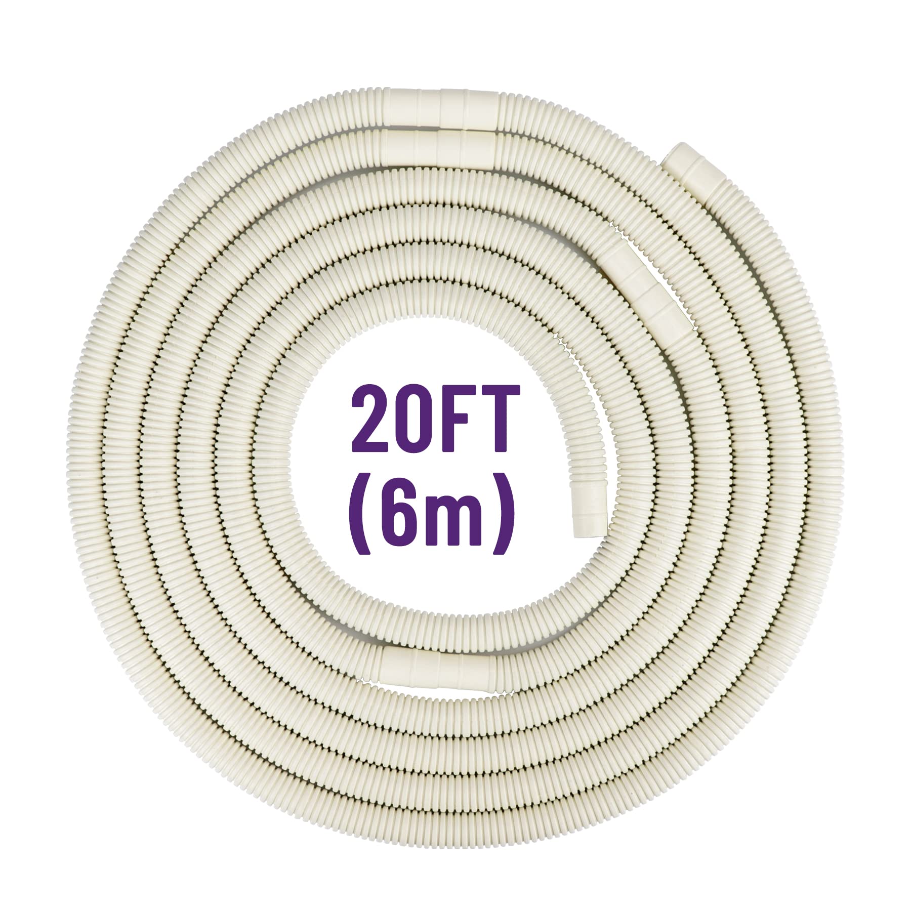 20 Ft UV Resistant Flexible Air Conditioner Drain Hose for Ductless Mini Split AC & Heat Pump Systems - Indoor/Outdoor Use for Home, Office & RV Cooling Solutions