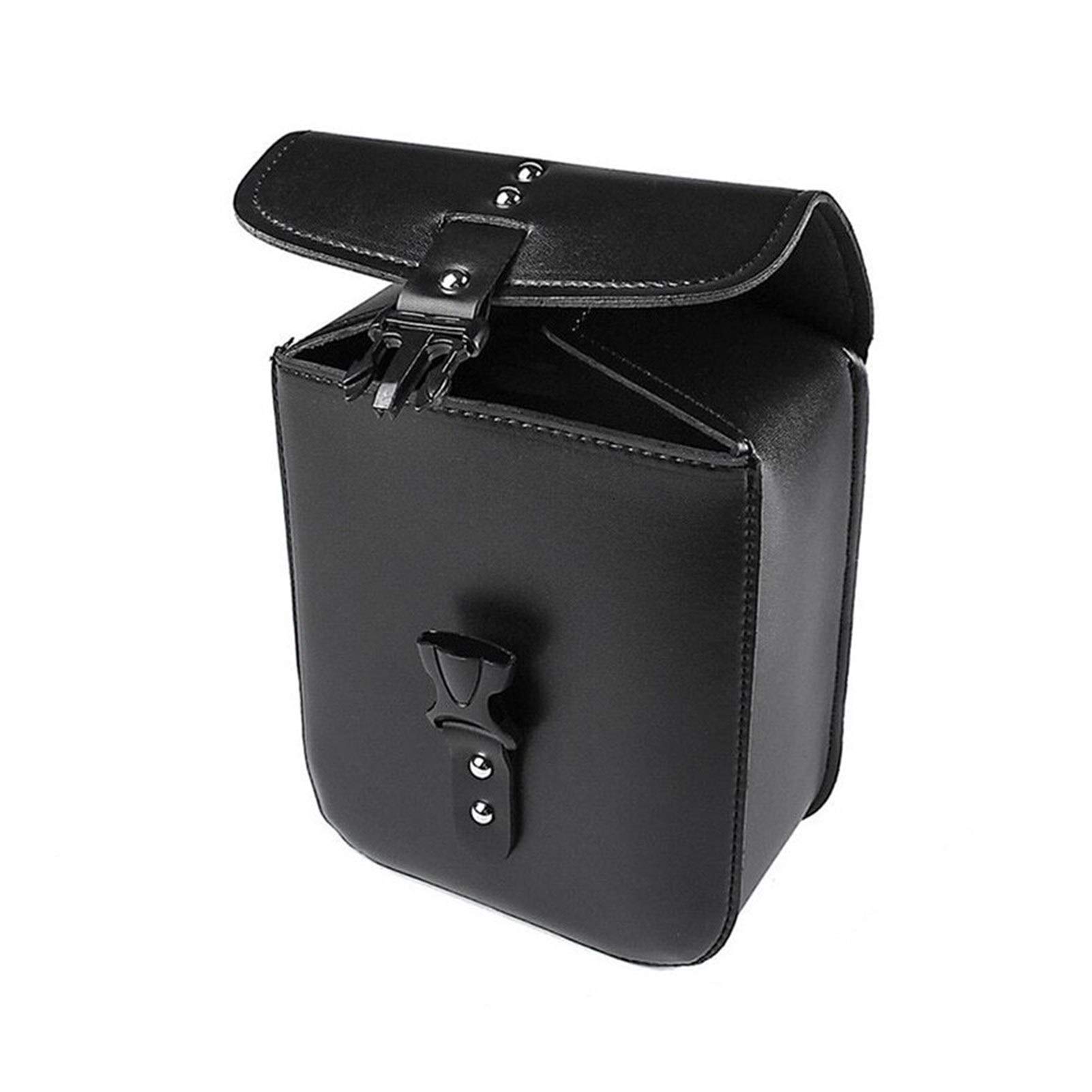 Qgg Motorcycle Trunk - Black Leather Saddle Bag Storage Case, Waterproof Tool Box Pouch & Side Case Parts Kit for Harley, Cruiser & Touring Bikes - Perfect for Road Trips, Commuting & Adventure Riding