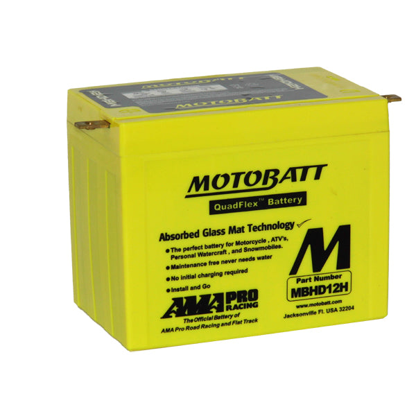 Motobatt MBHD12H High Performance AGM Motorcycle Battery - Perfect for Harley, Honda, Kawasaki & More - Ideal for Touring, Cruising & Off-Road Adventures