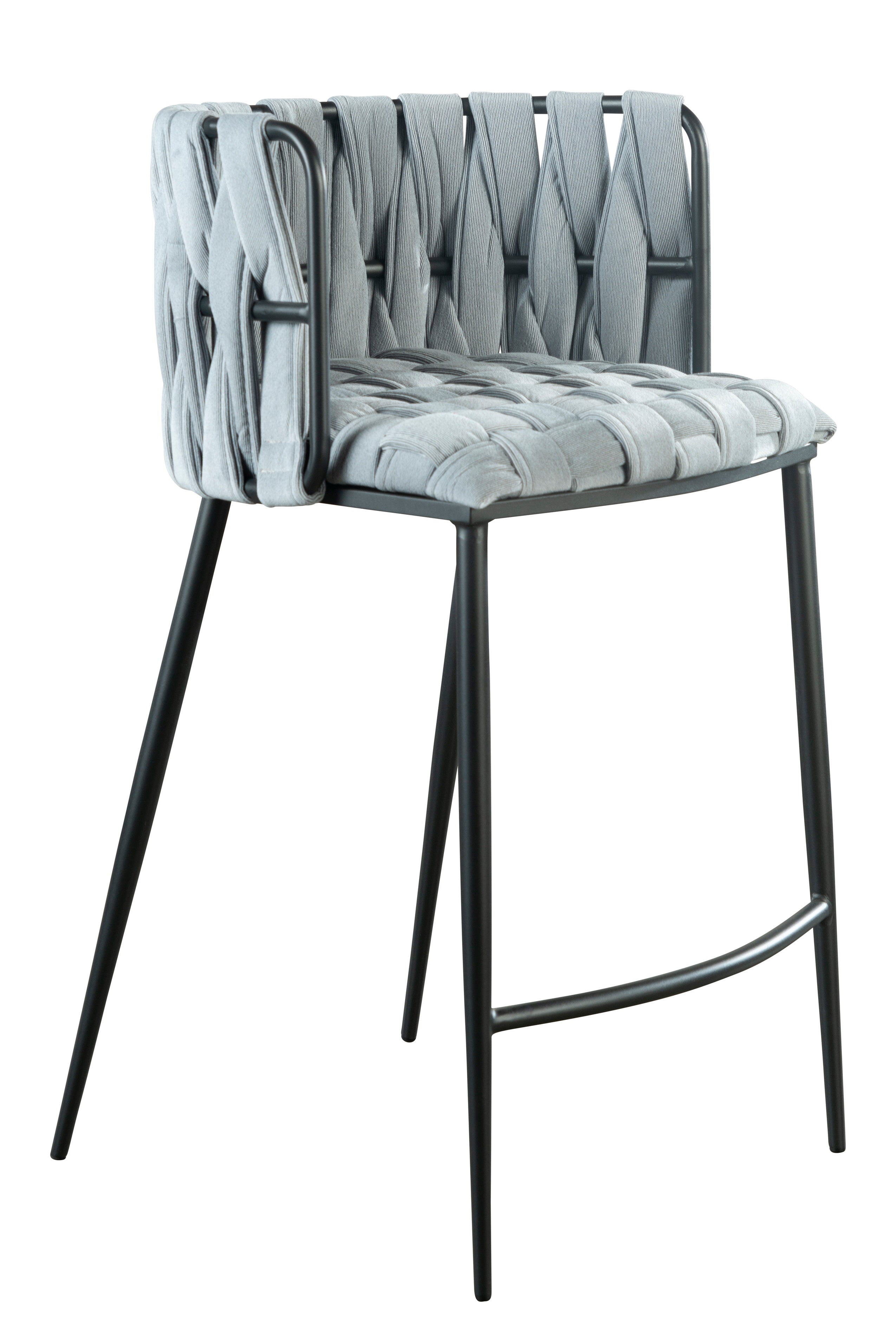 Milano Counter Chair in Gray Stripe - Modern Bar Stool for Kitchen Island, Breakfast Nook & Home Bar - Comfortable Height-Adjustable Swivel Seat